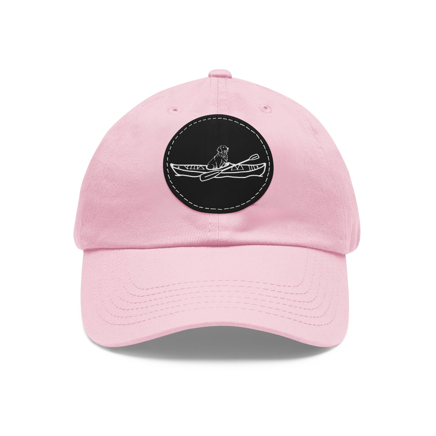 Kayak Dog Golden Retriever - Dad Hat with Leather Patch (Round)