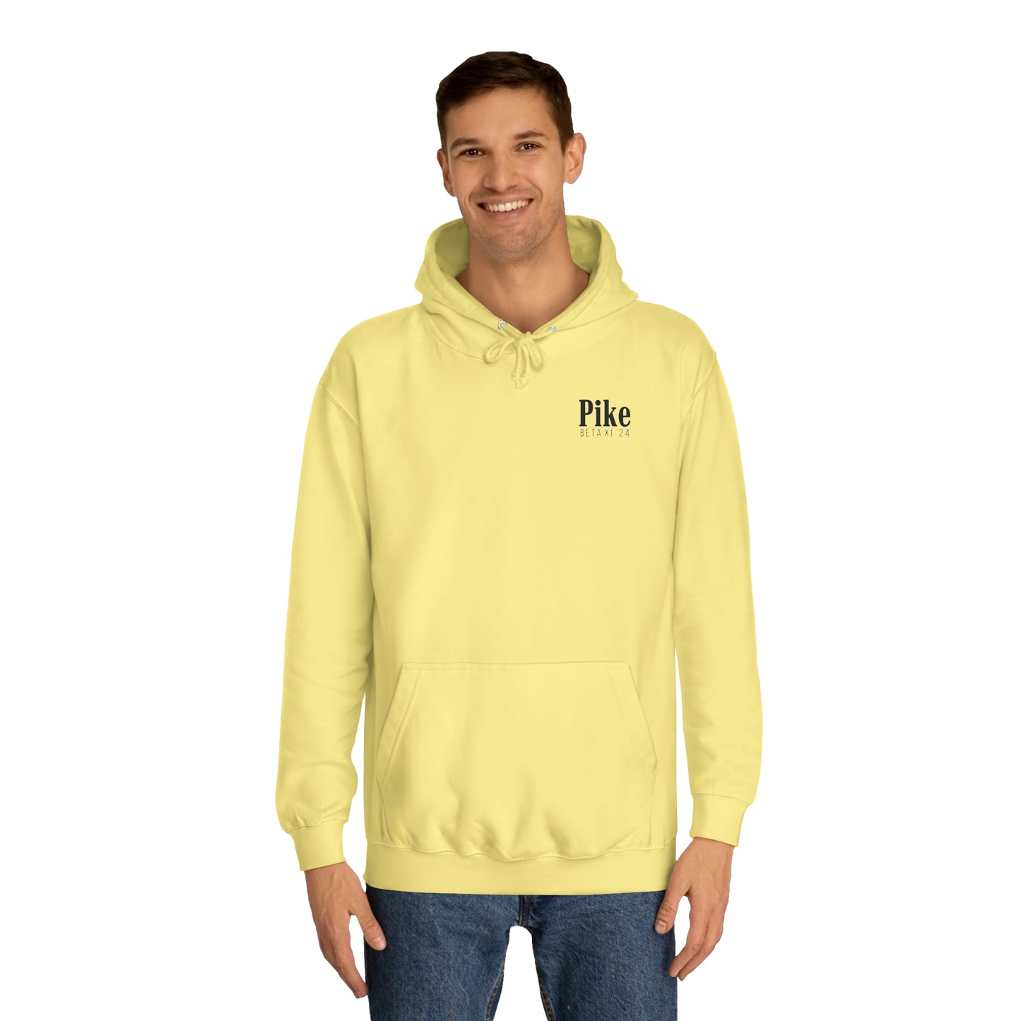 Pike Final Mockup Navy Unisex Hoodie Medium Weight (brown and navy yellow)