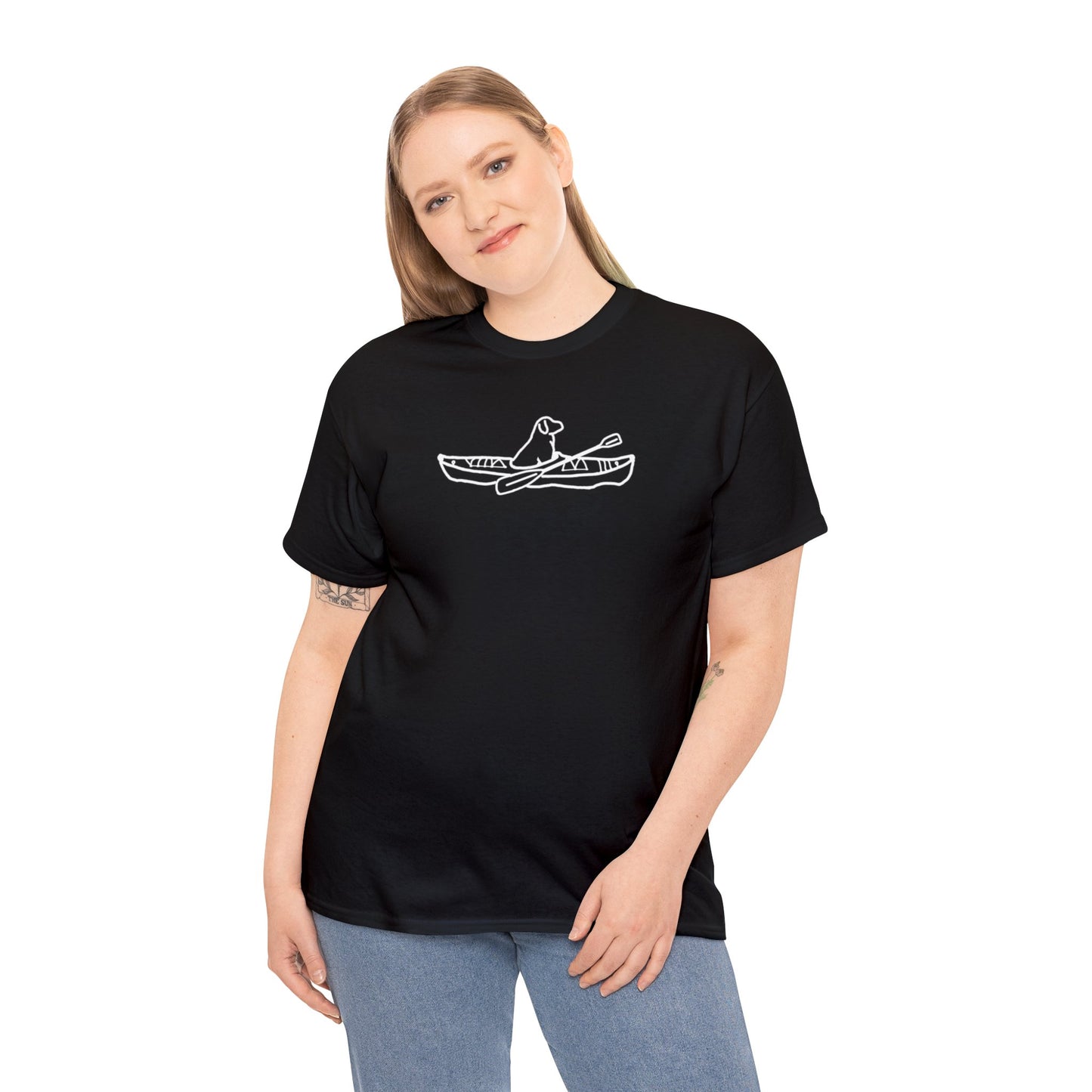 Unisex Heavy Tee Shirt - Kayak Dog