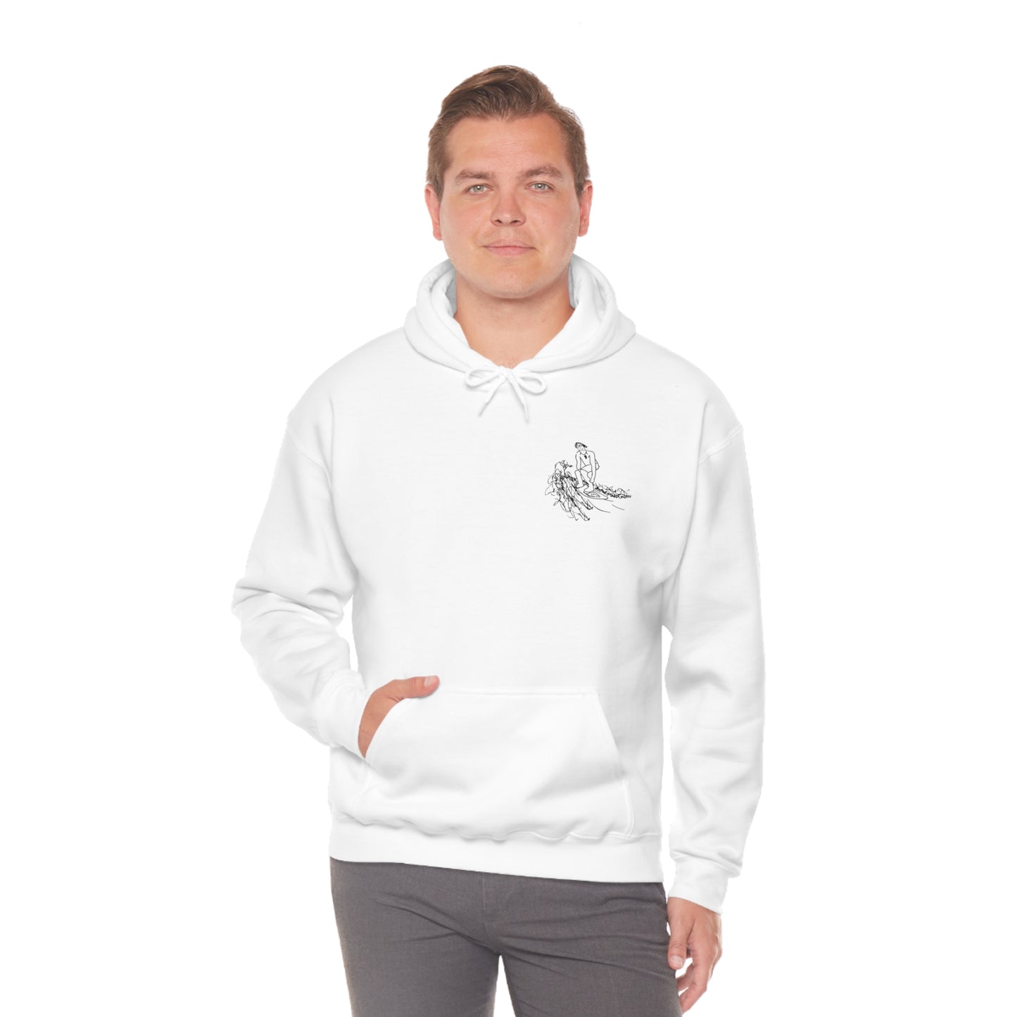 Surf Sketch Patch, Malibu Wakesetter - Lac LaBelle Unisex Heavyweight Hooded Sweatshirt