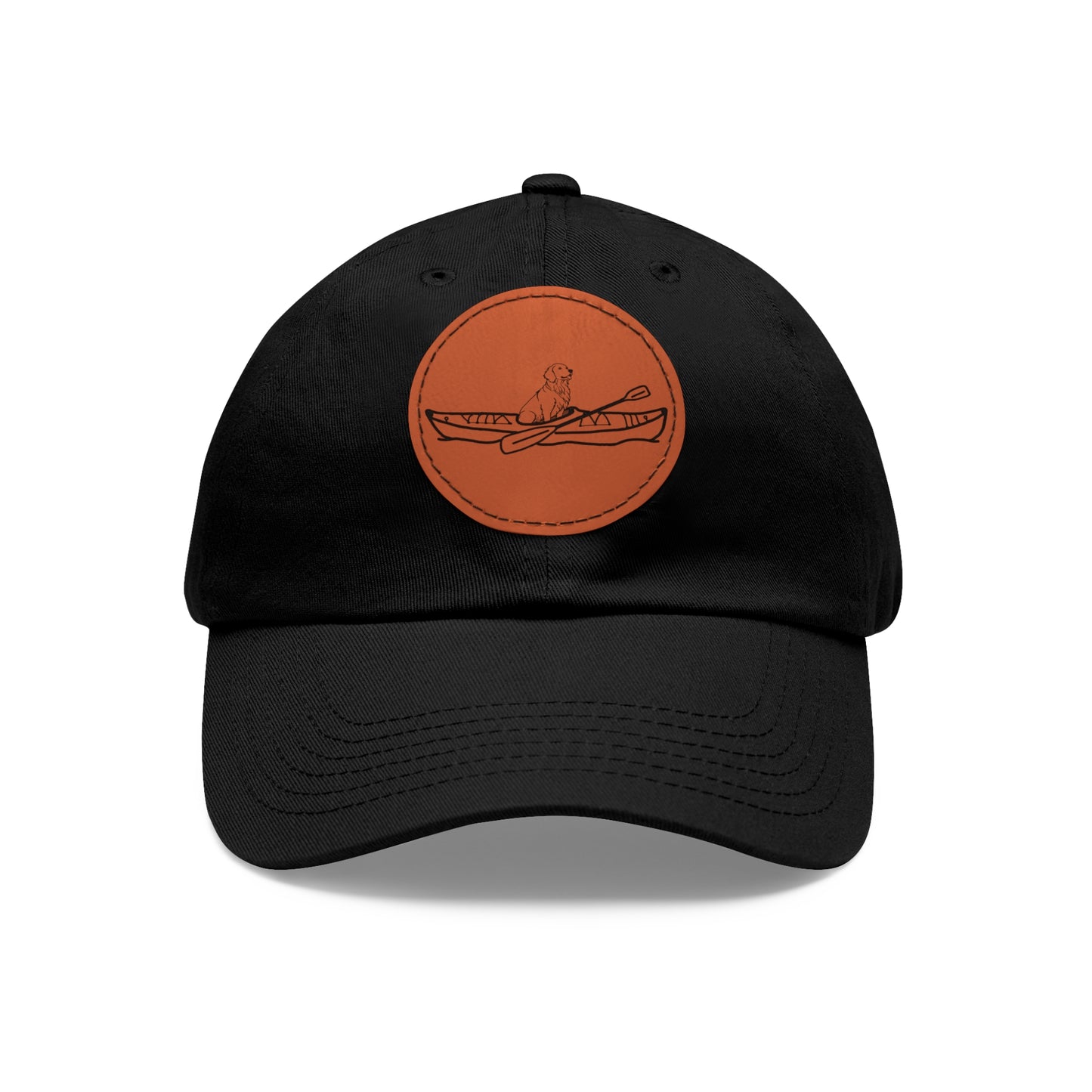 Kayak Dog Golden Retriever - Dad Hat with Leather Patch (Round)
