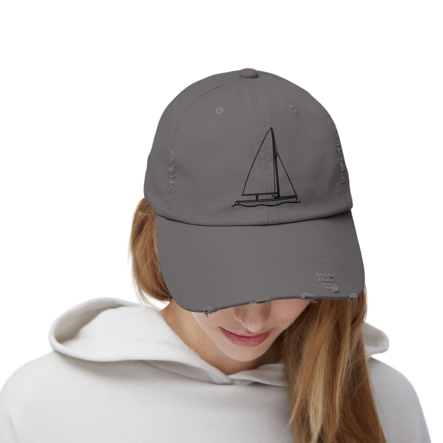 Unisex Distressed Cap (Sailboat 470 Model Type Design)