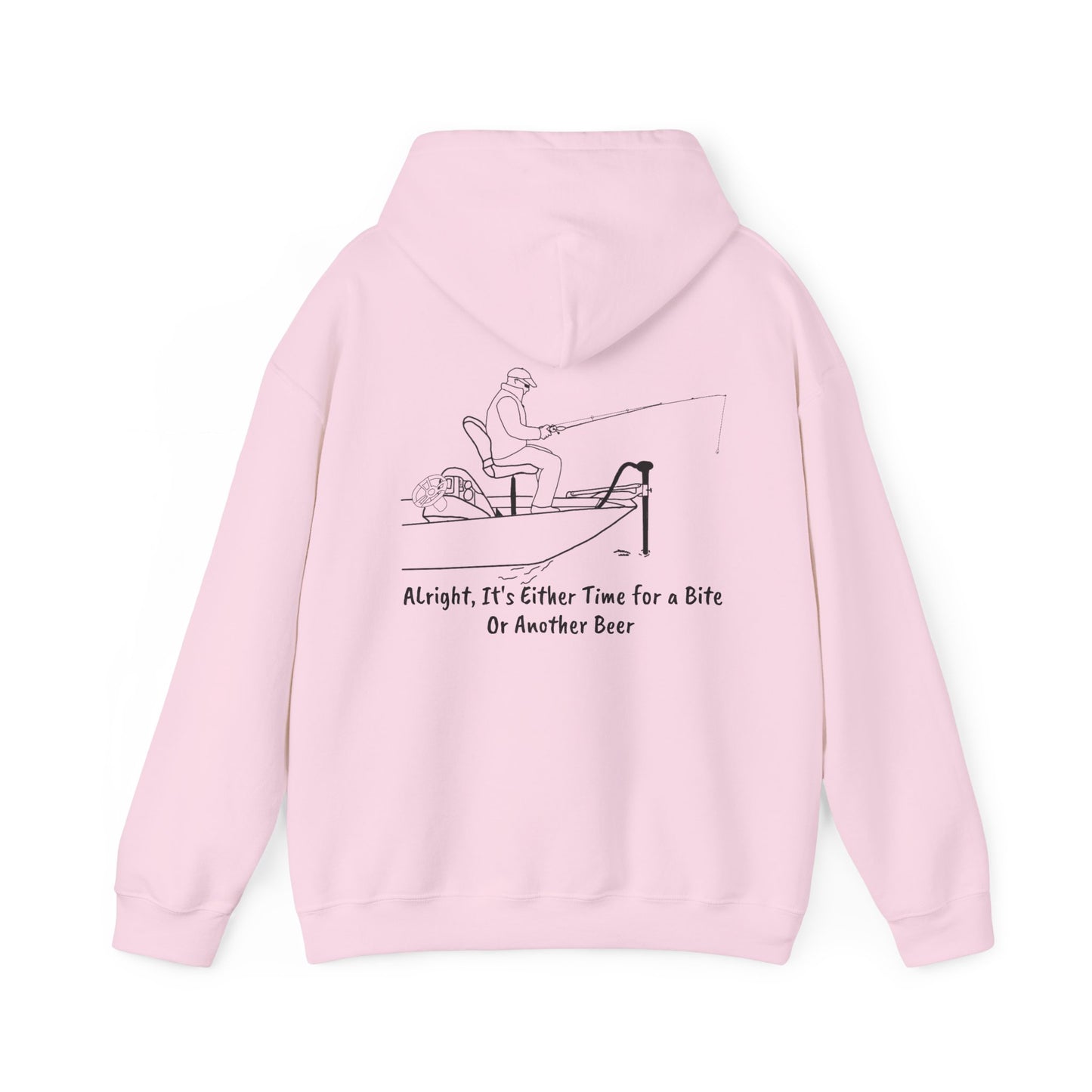 Unisex Heavy Blend Hooded Sweatshirt (Trolling Motor Fishing, Bite or Beer Design)