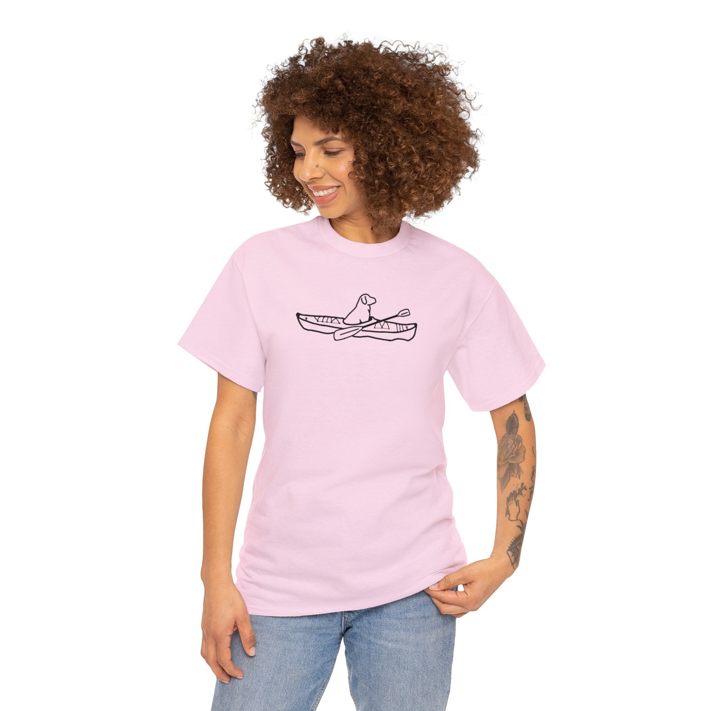 Unisex Heavy Tee Shirt - Kayak Dog