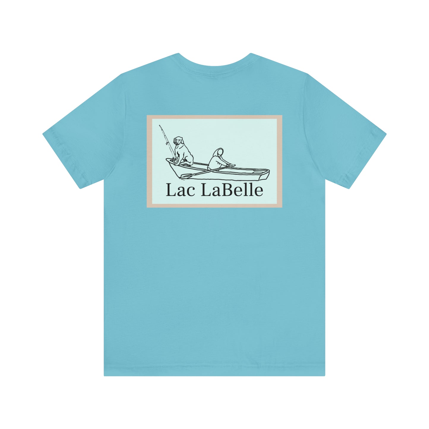 Row Boat Dog Fishing Color - Lac LaBelle Unisex Lightweight Short Sleeve Tee