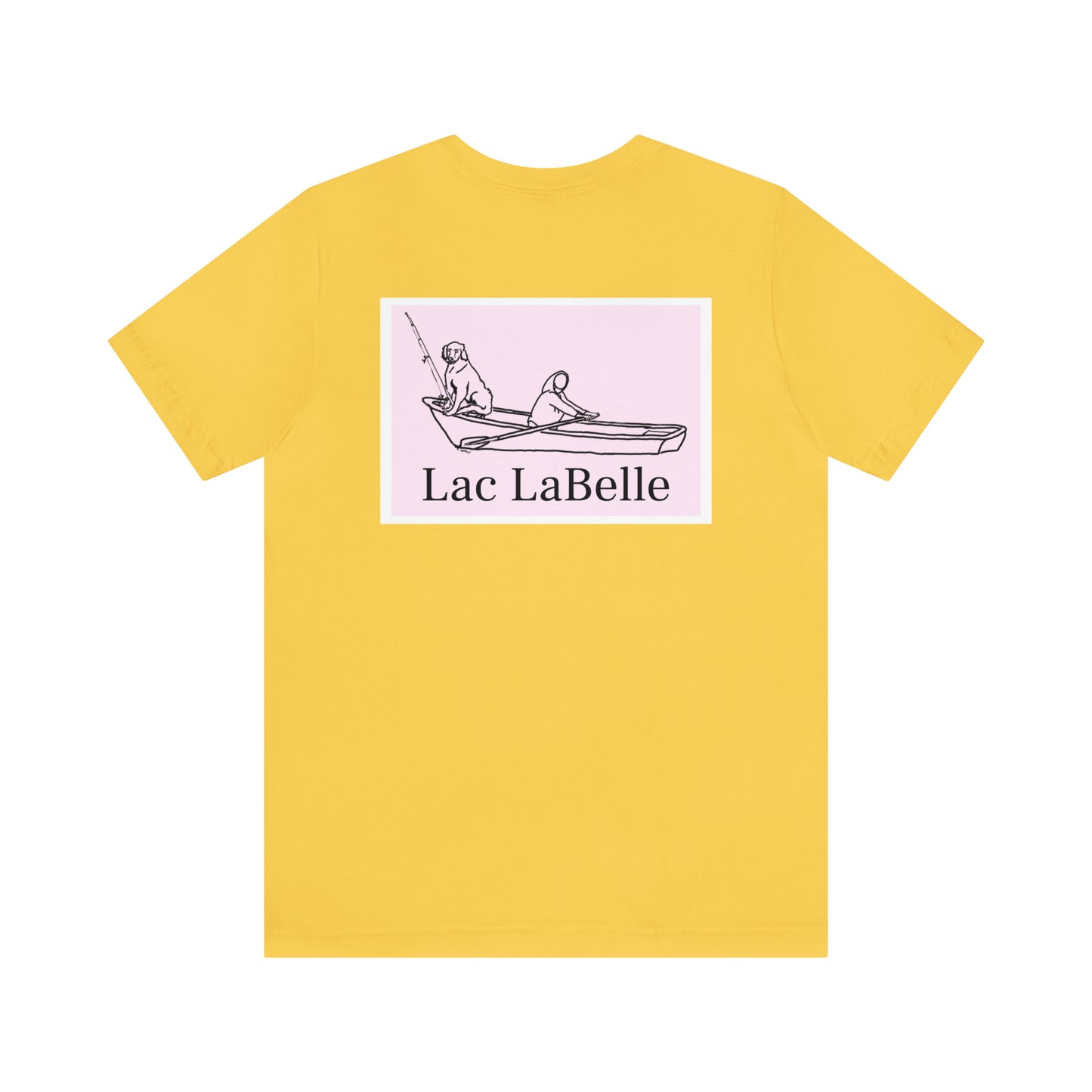 Row Boat Dog Fishing Color - Lac LaBelle Unisex Lightweight Short Sleeve Tee