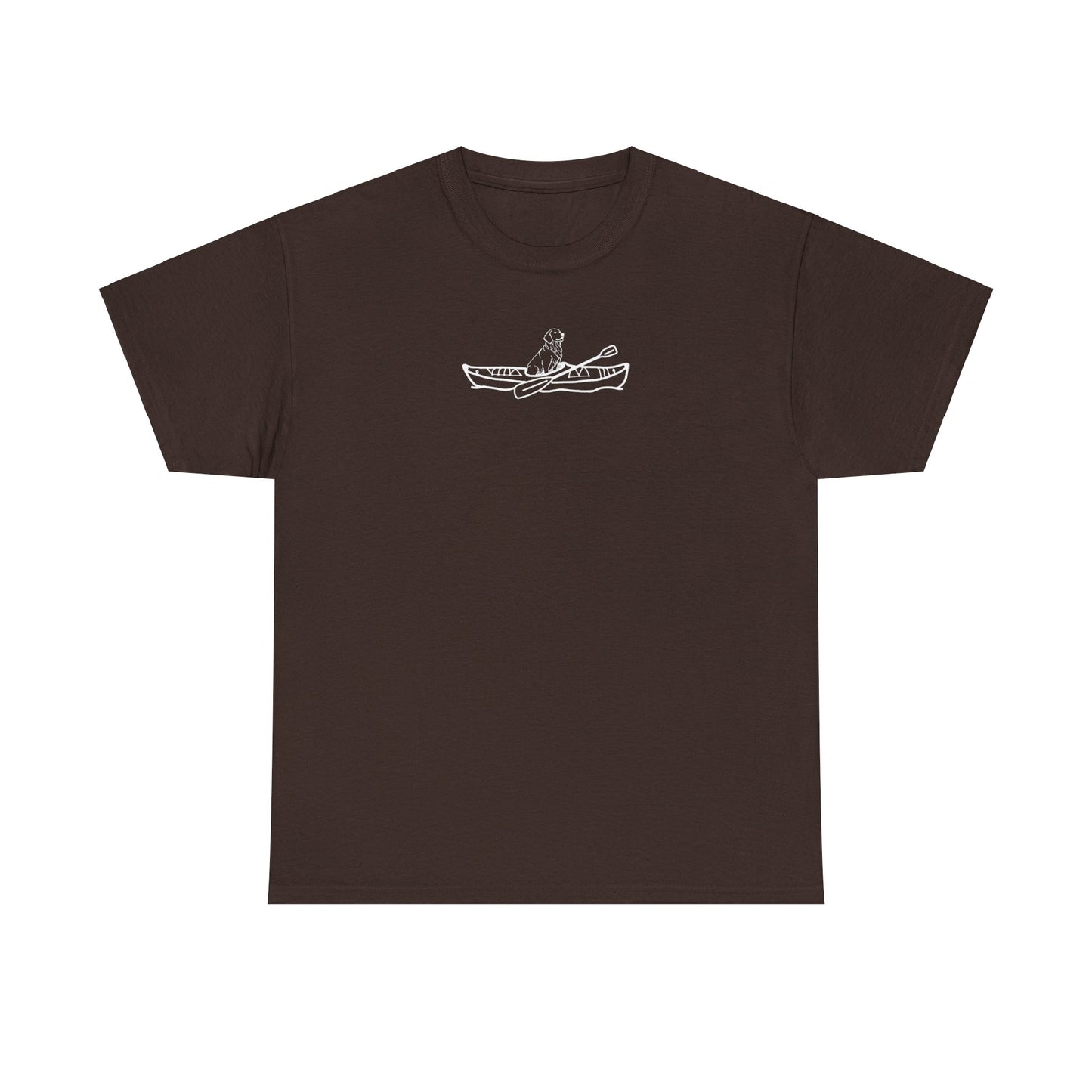 Unisex Heavy Cotton Tee (Kayak Dog Golden Retriever Design)