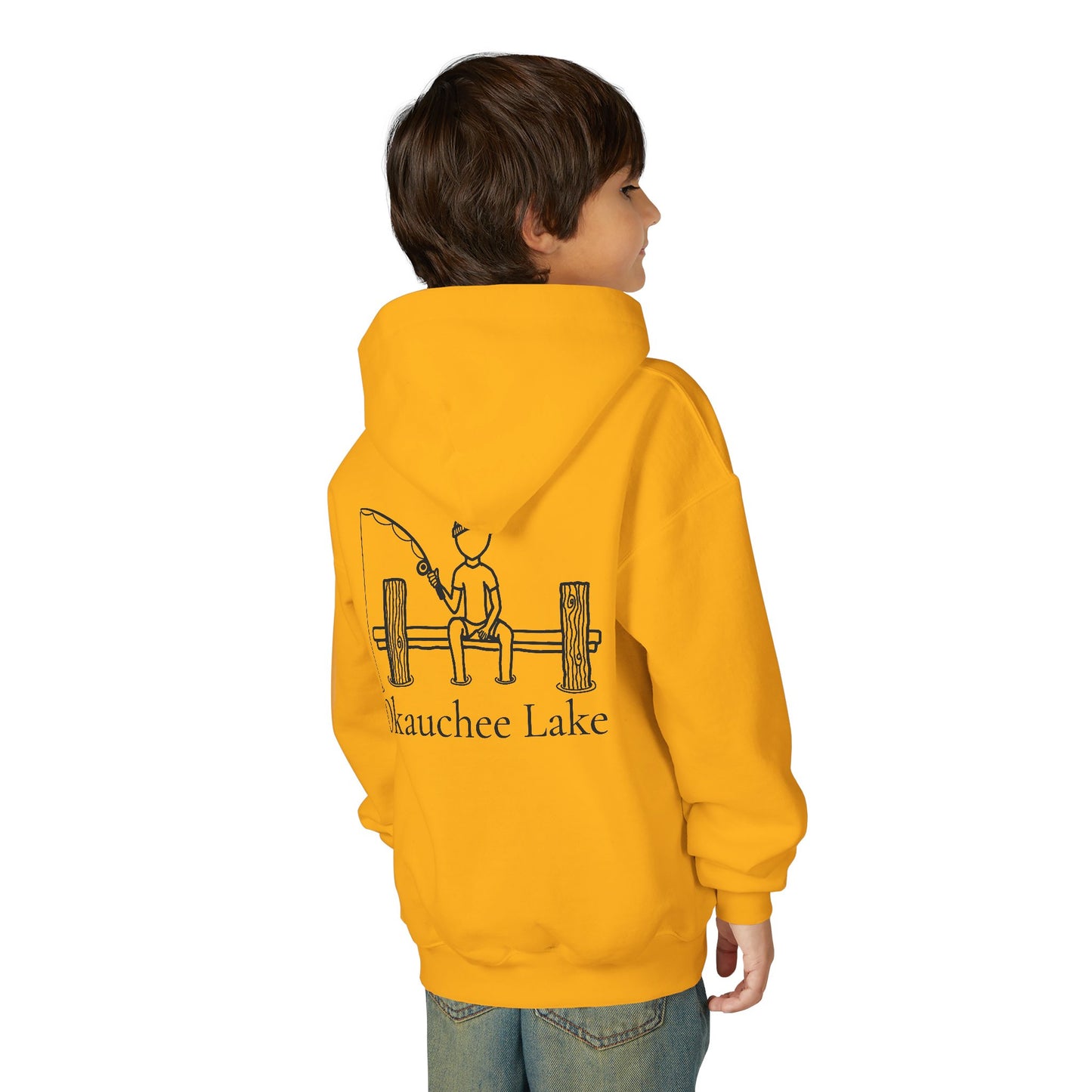 Fishing off Dock Okauchee Lake Youth Hoodie