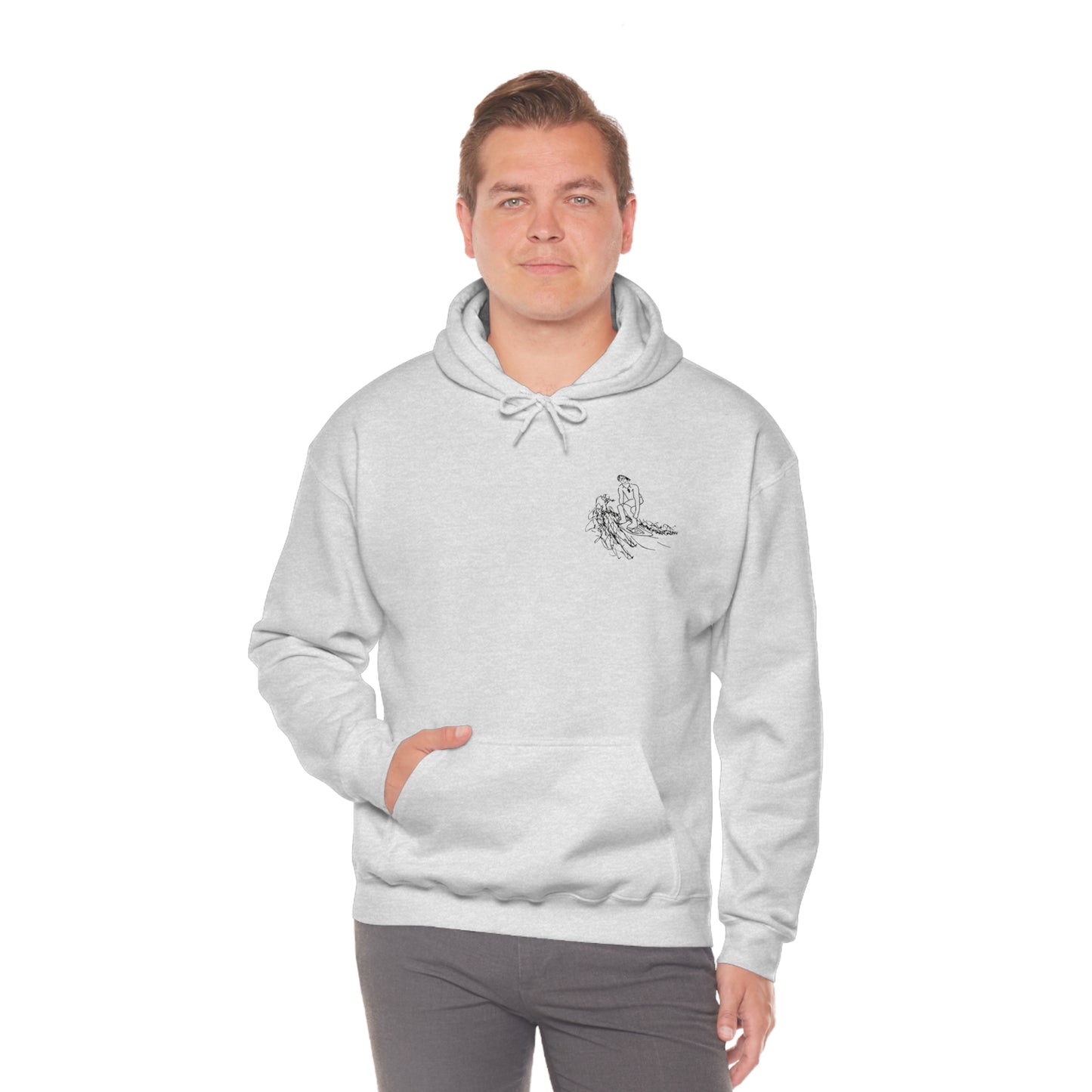 Surf Sketch Patch, Malibu Wakesetter - Lac LaBelle Unisex Heavyweight Hooded Sweatshirt
