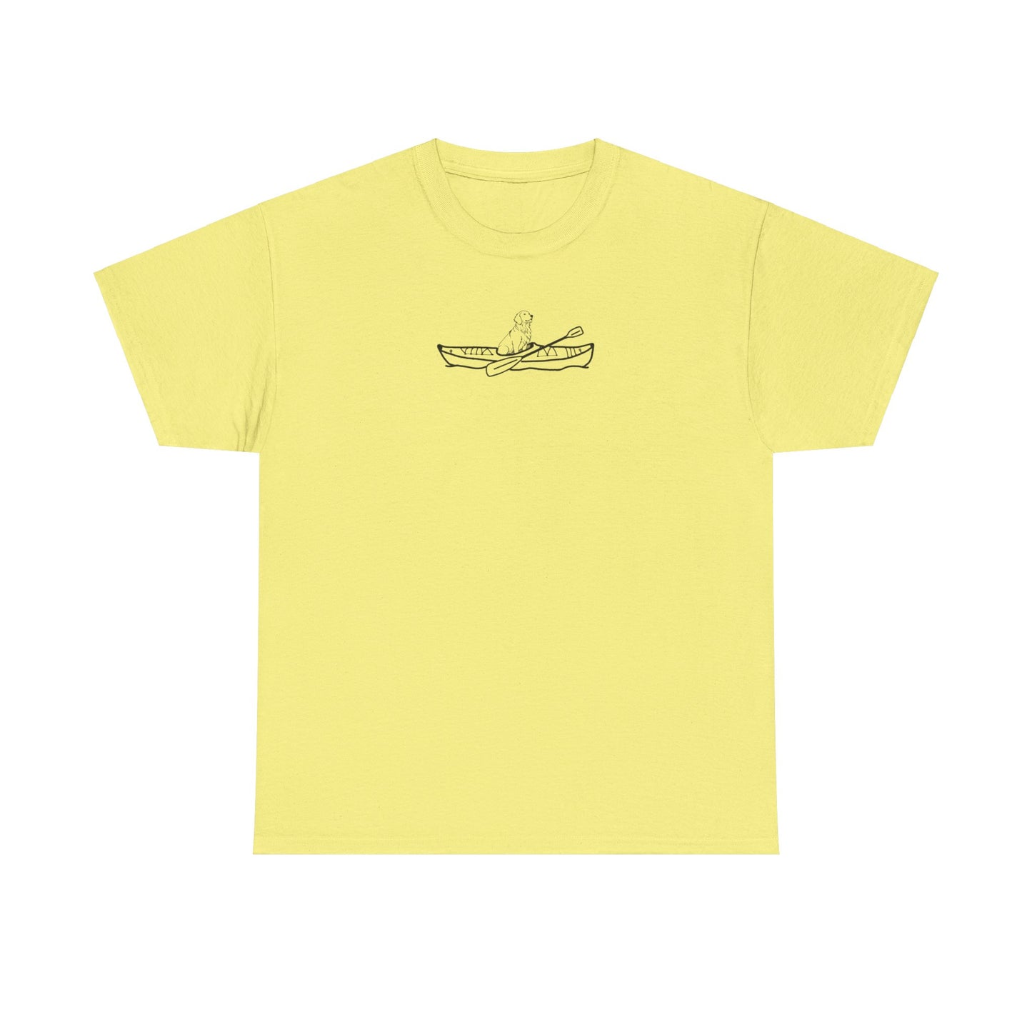 Unisex Heavy Cotton Tee (Kayak Dog Golden Retriever Design)