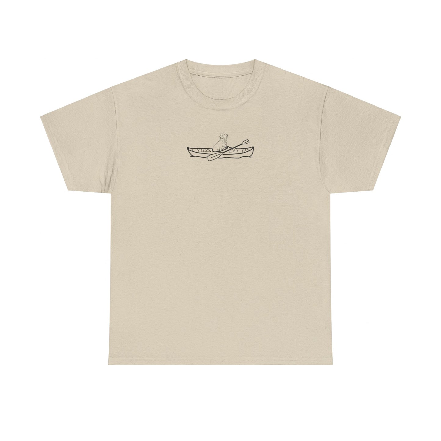 Unisex Heavy Cotton Tee (Kayak Dog Golden Retriever Design)