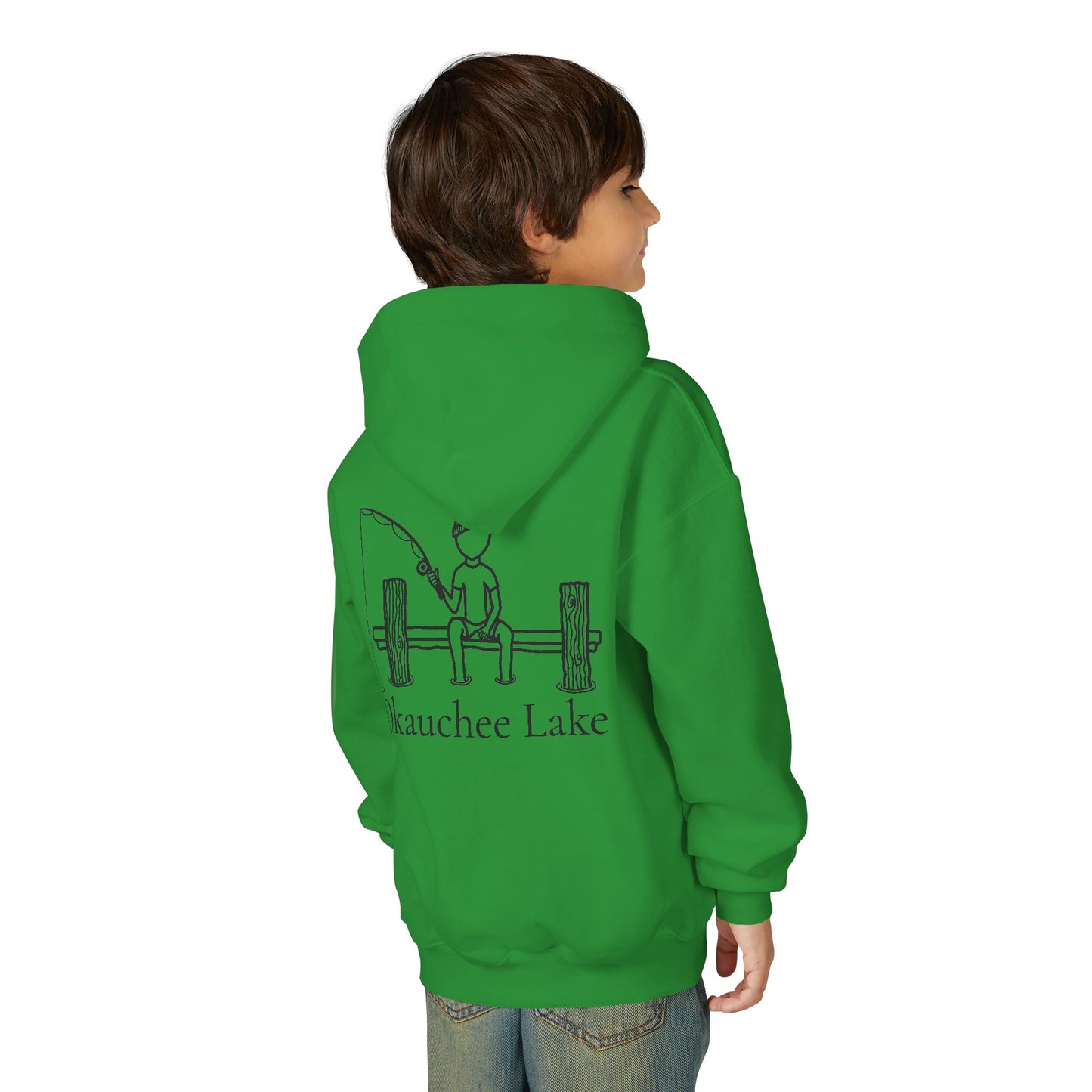 Fishing off Dock Okauchee Lake Youth Hoodie