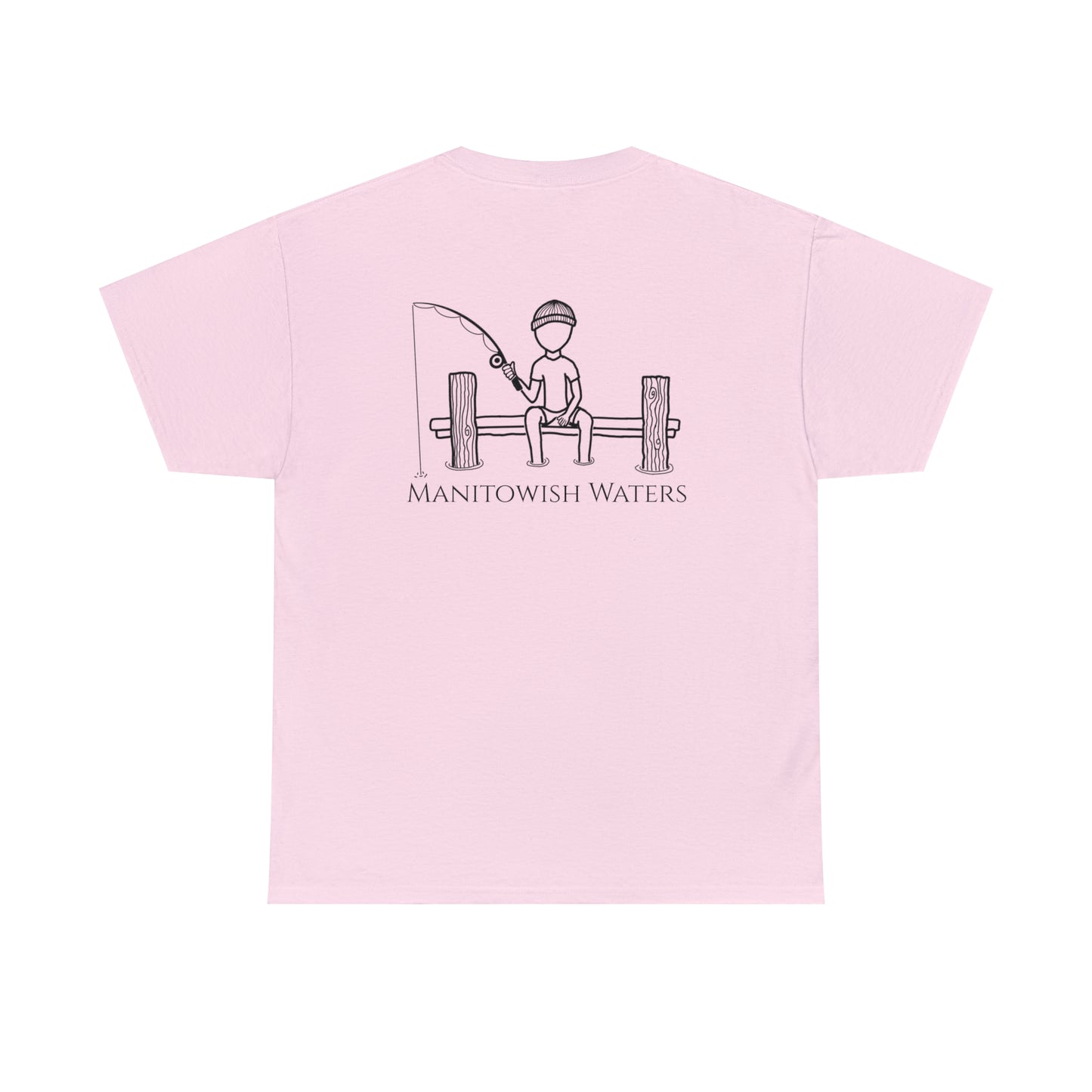 Manitowish Waters Fishing Off Dock - Unisex Heavyweight Short Sleeve Tee