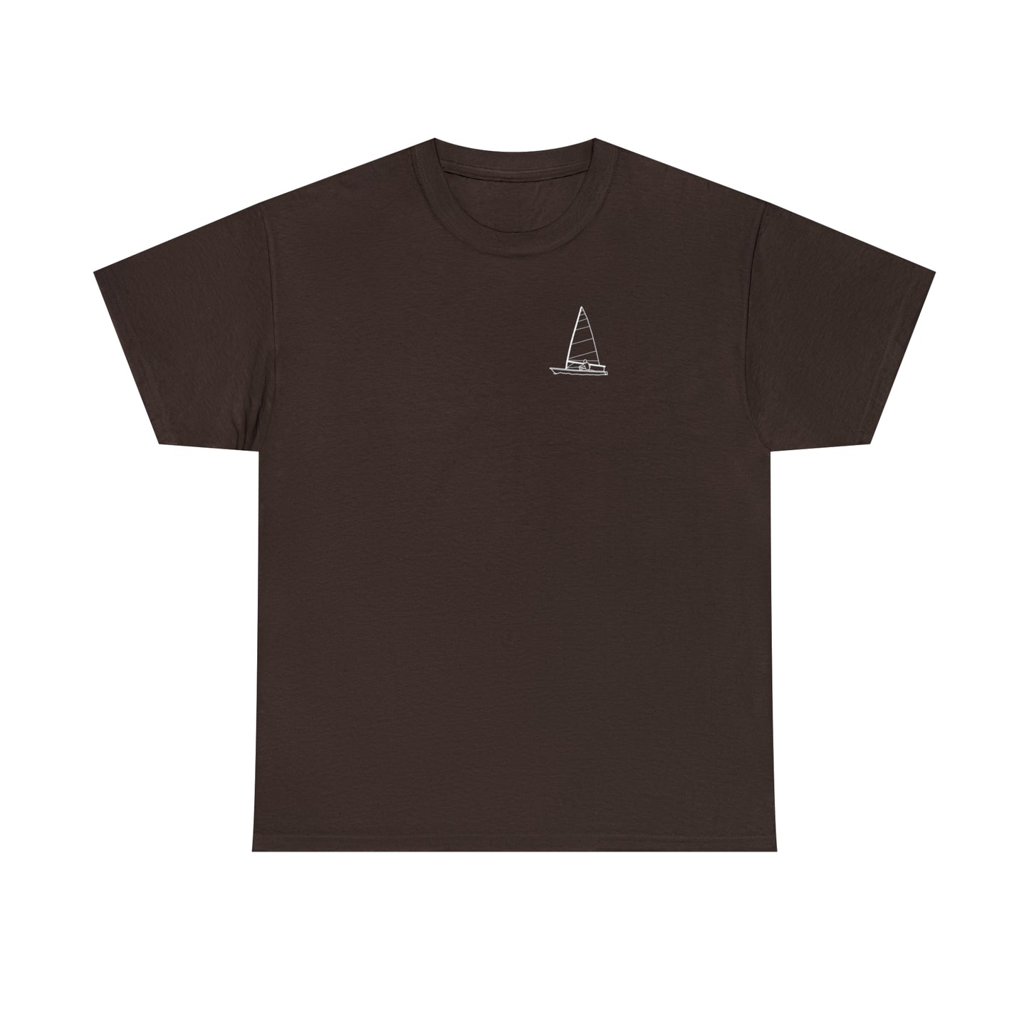 Manitowish Waters Sailboat Patch and Coordinates - Unisex Heavy Tee Shirt