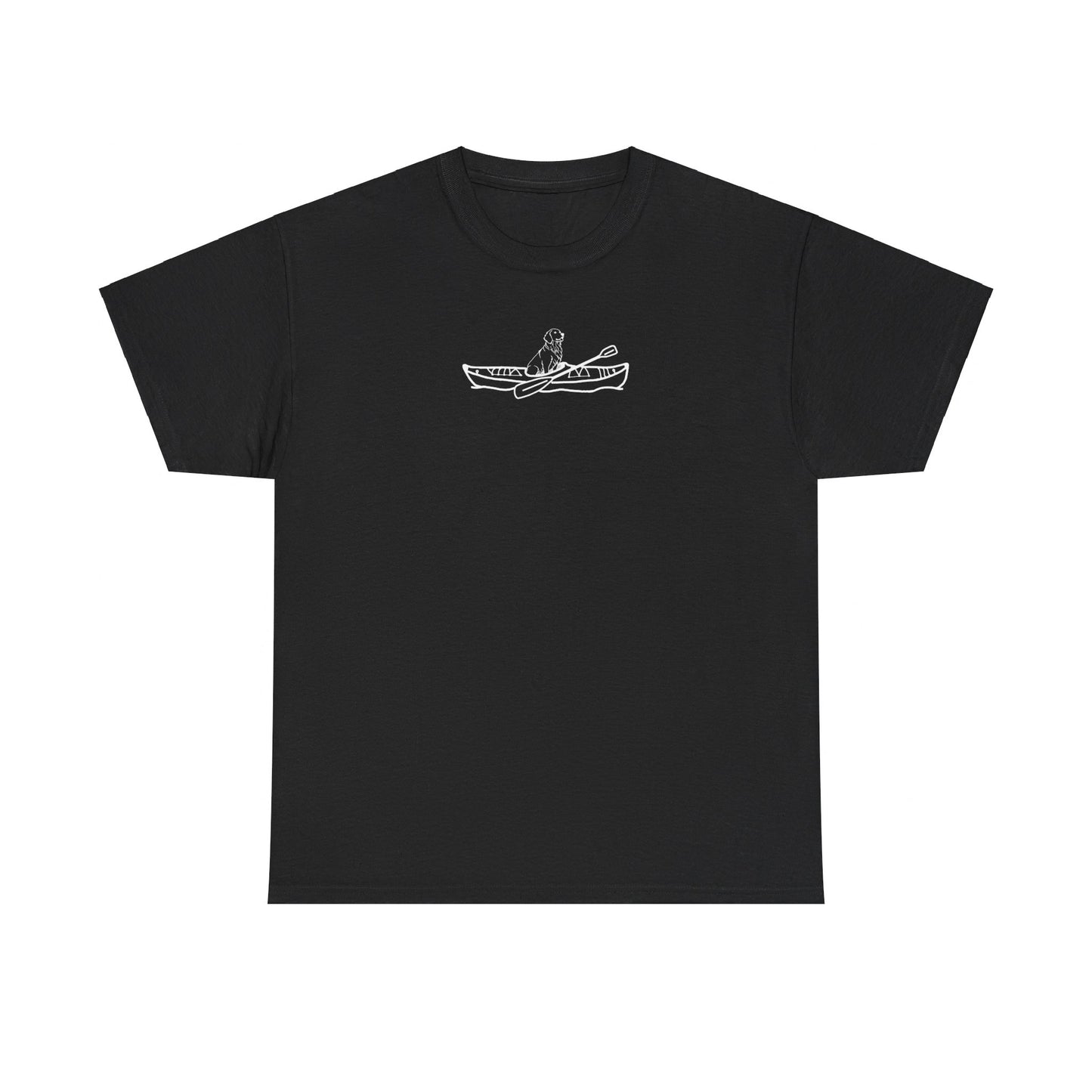 Unisex Heavy Cotton Tee (Kayak Dog Golden Retriever Design)