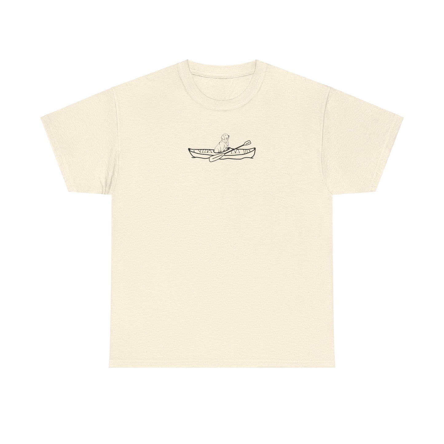 Unisex Heavy Cotton Tee (Kayak Dog Golden Retriever Design)