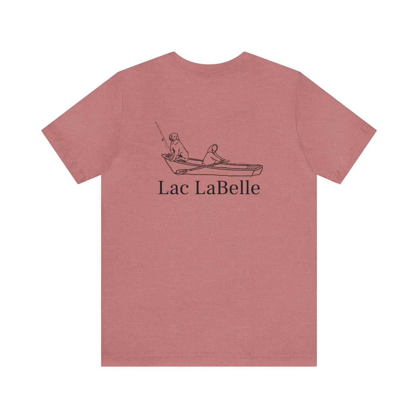 Row Boat Dog Fishing Color - Lac LaBelle Unisex Lightweight Short Sleeve Tee