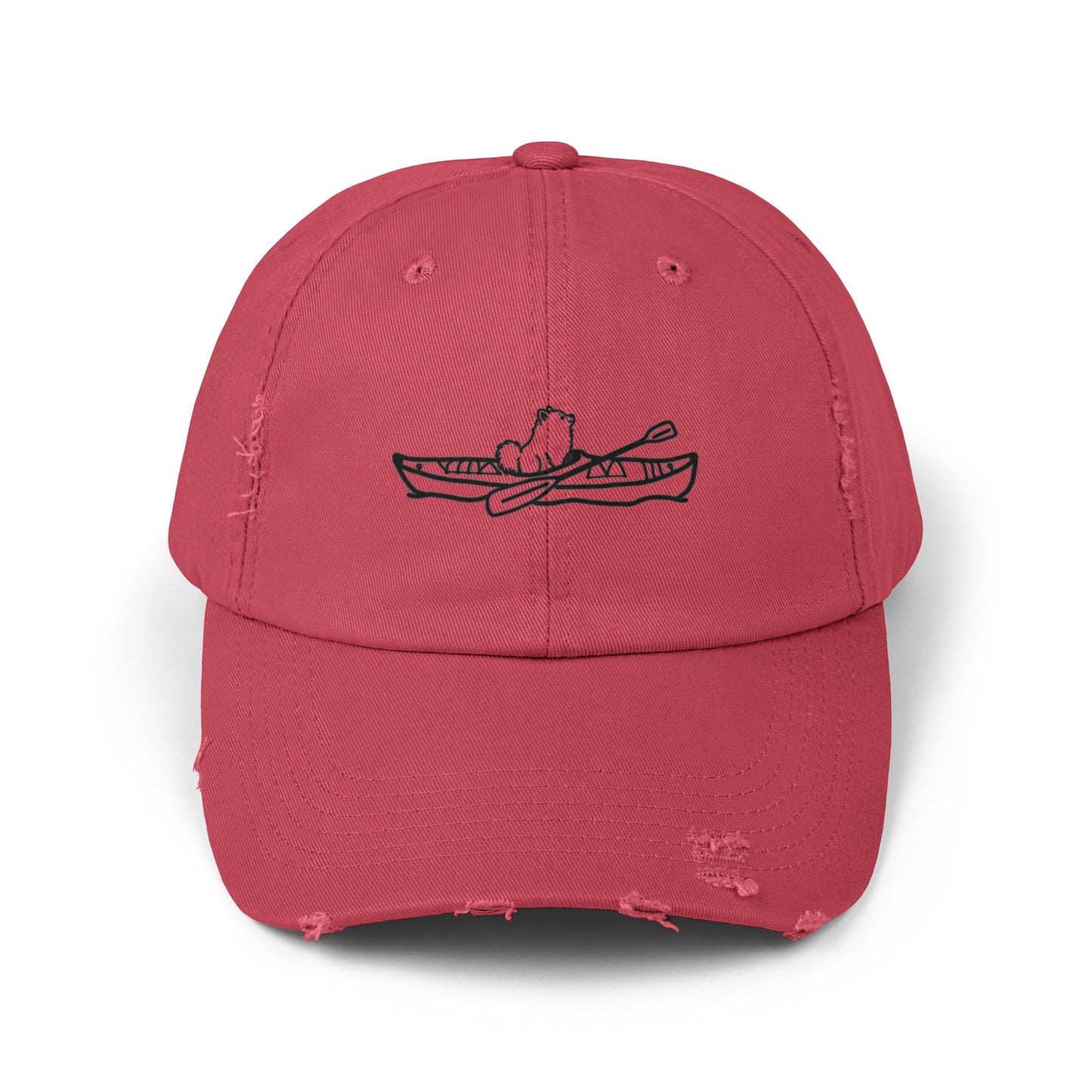 Kayak Dog Pomeranian Unisex Distressed Cap
