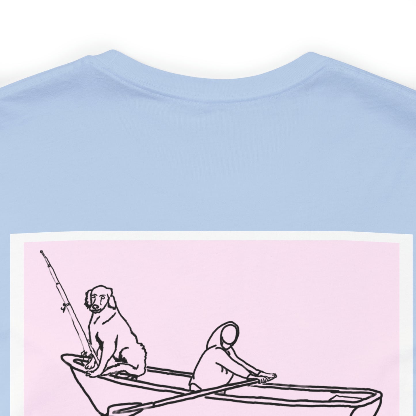 Row Boat Dog Fishing Color - Lac LaBelle Unisex Lightweight Short Sleeve Tee