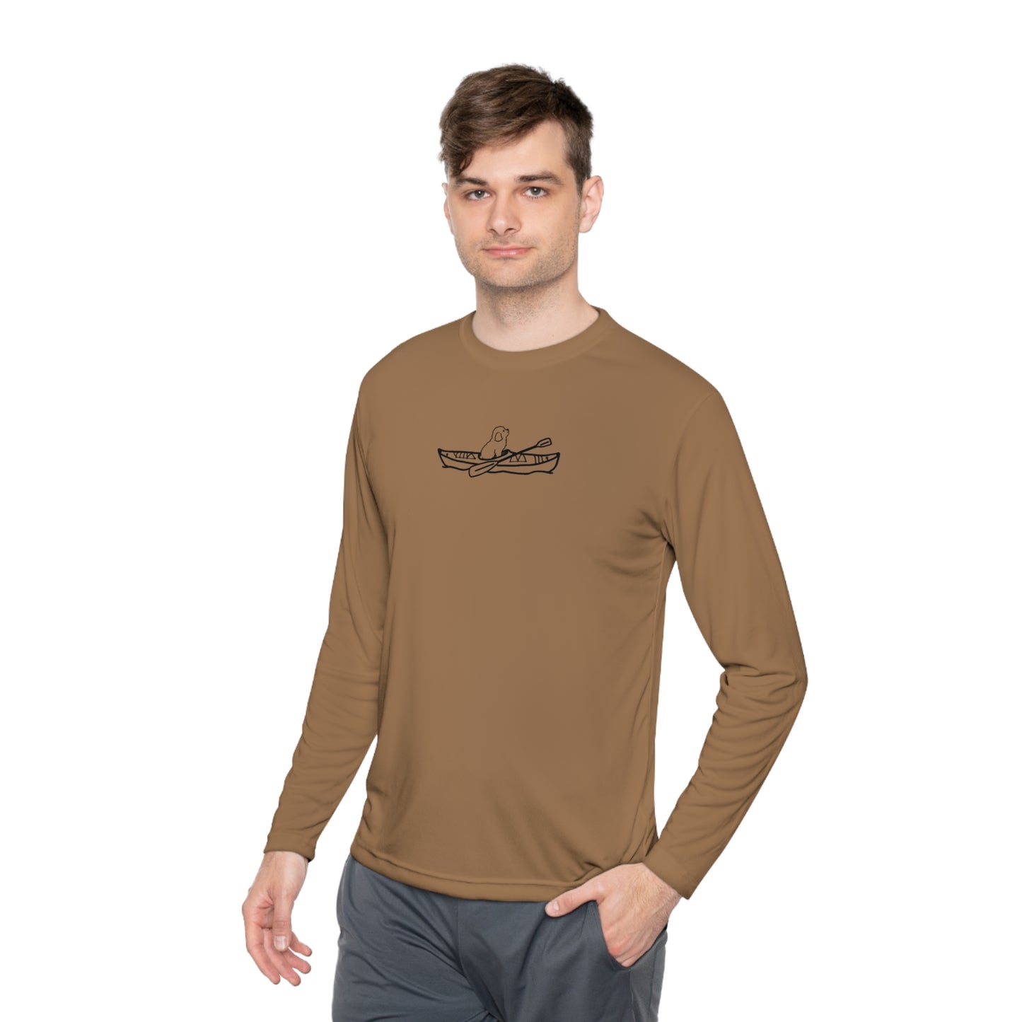 Kayak Dog - Mini Golden Doodle/Toy Poodle - Unisex Lightweight Sport Long Sleeve Tee