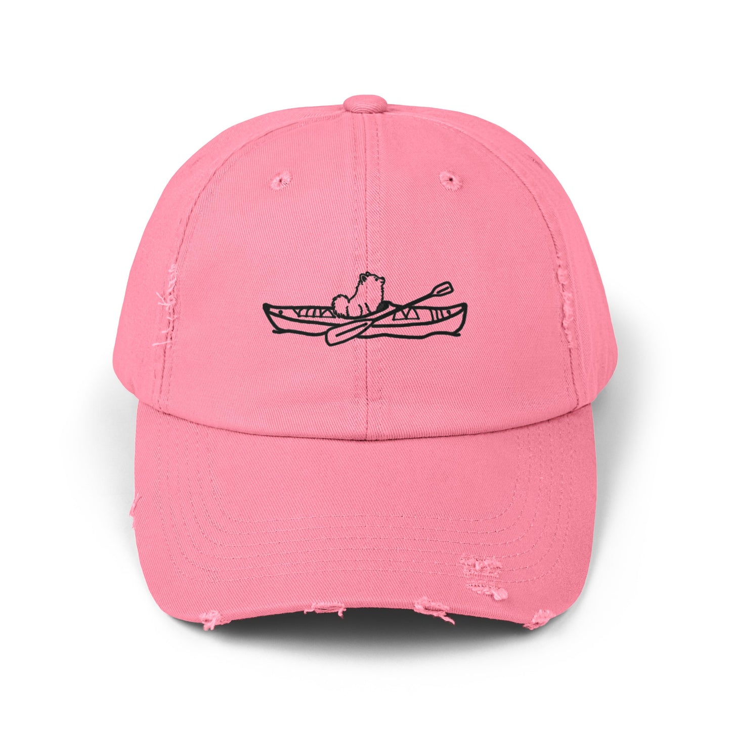 Kayak Dog Pomeranian Unisex Distressed Cap
