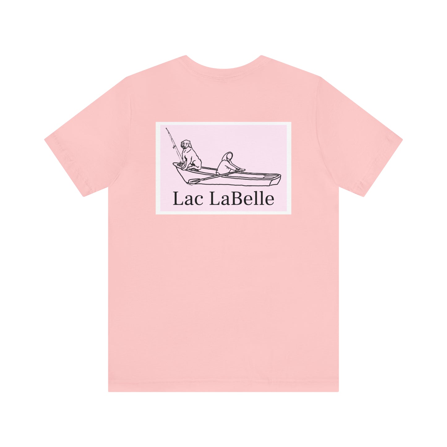 Row Boat Dog Fishing Color - Lac LaBelle Unisex Lightweight Short Sleeve Tee