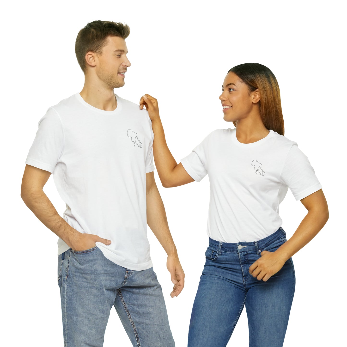Row Boat Dog Fishing Color - Lac LaBelle Unisex Lightweight Short Sleeve Tee