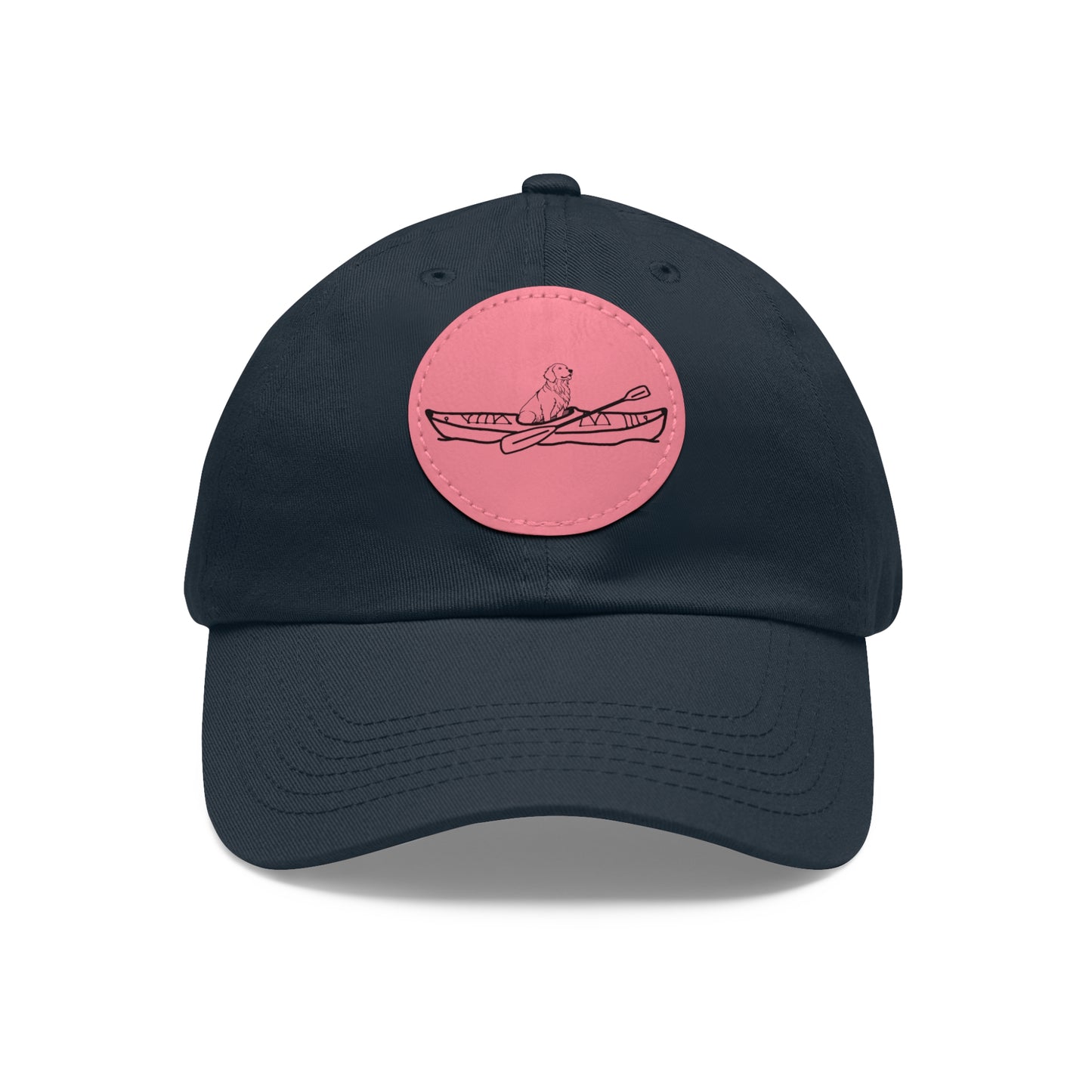Kayak Dog Golden Retriever - Dad Hat with Leather Patch (Round)