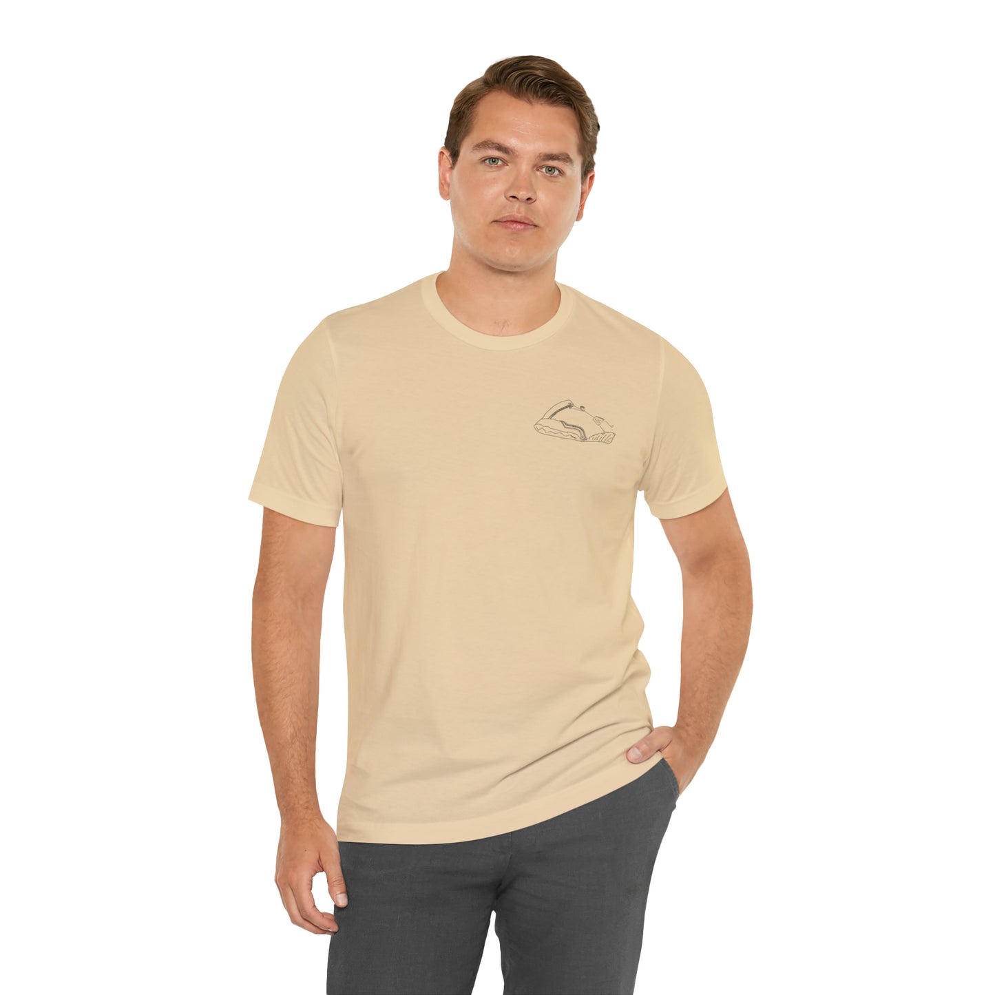 Okauchee Lake, Standup Jetski Fall - Unisex Lightweight Short Sleeve Tee