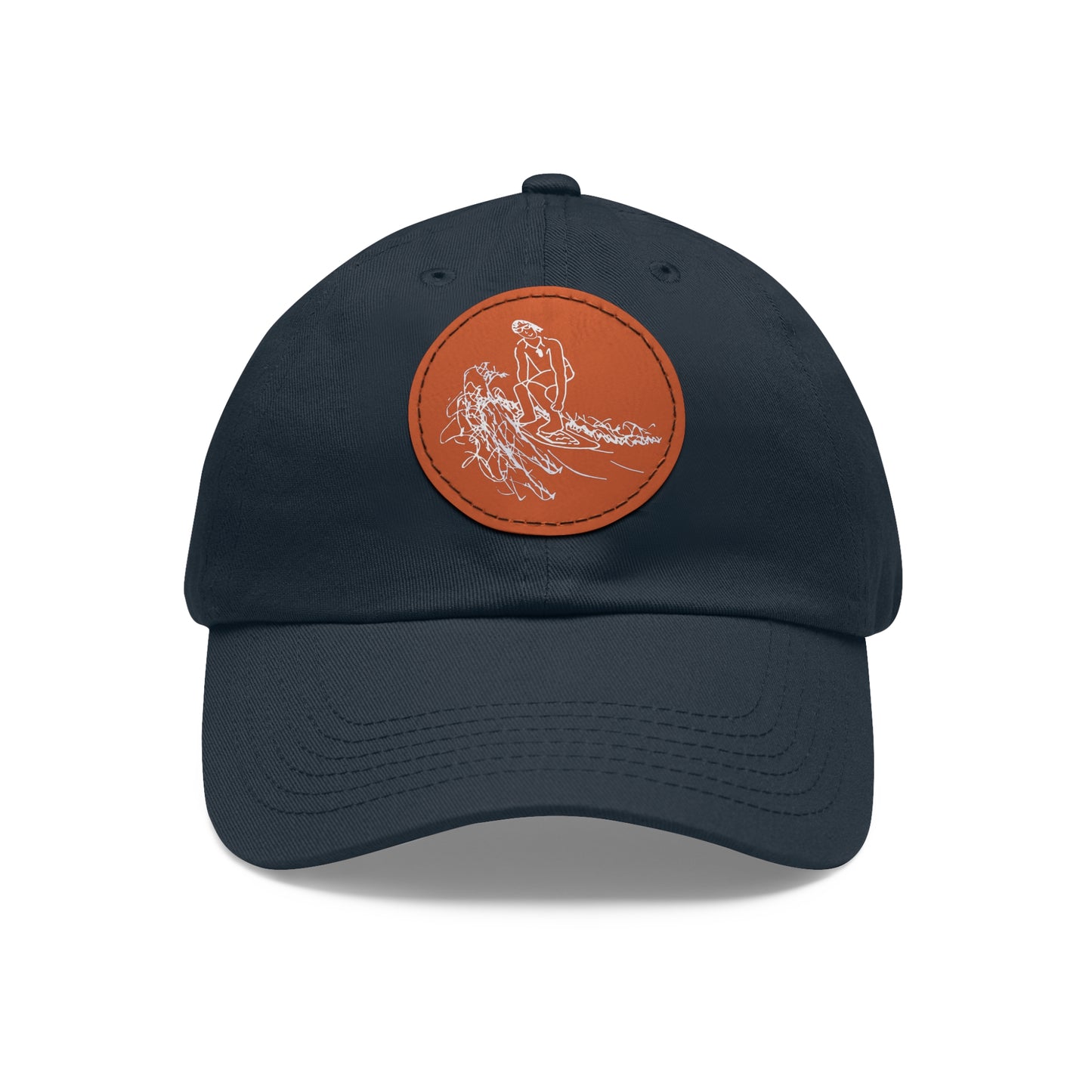 Embroidered Hat With Leather Patch - Surf Sketch