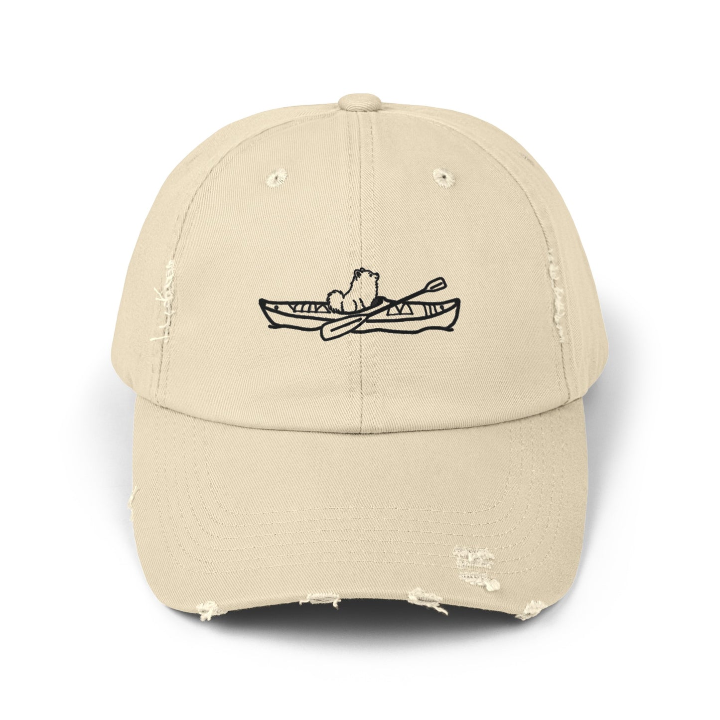 Kayak Dog Pomeranian Unisex Distressed Cap