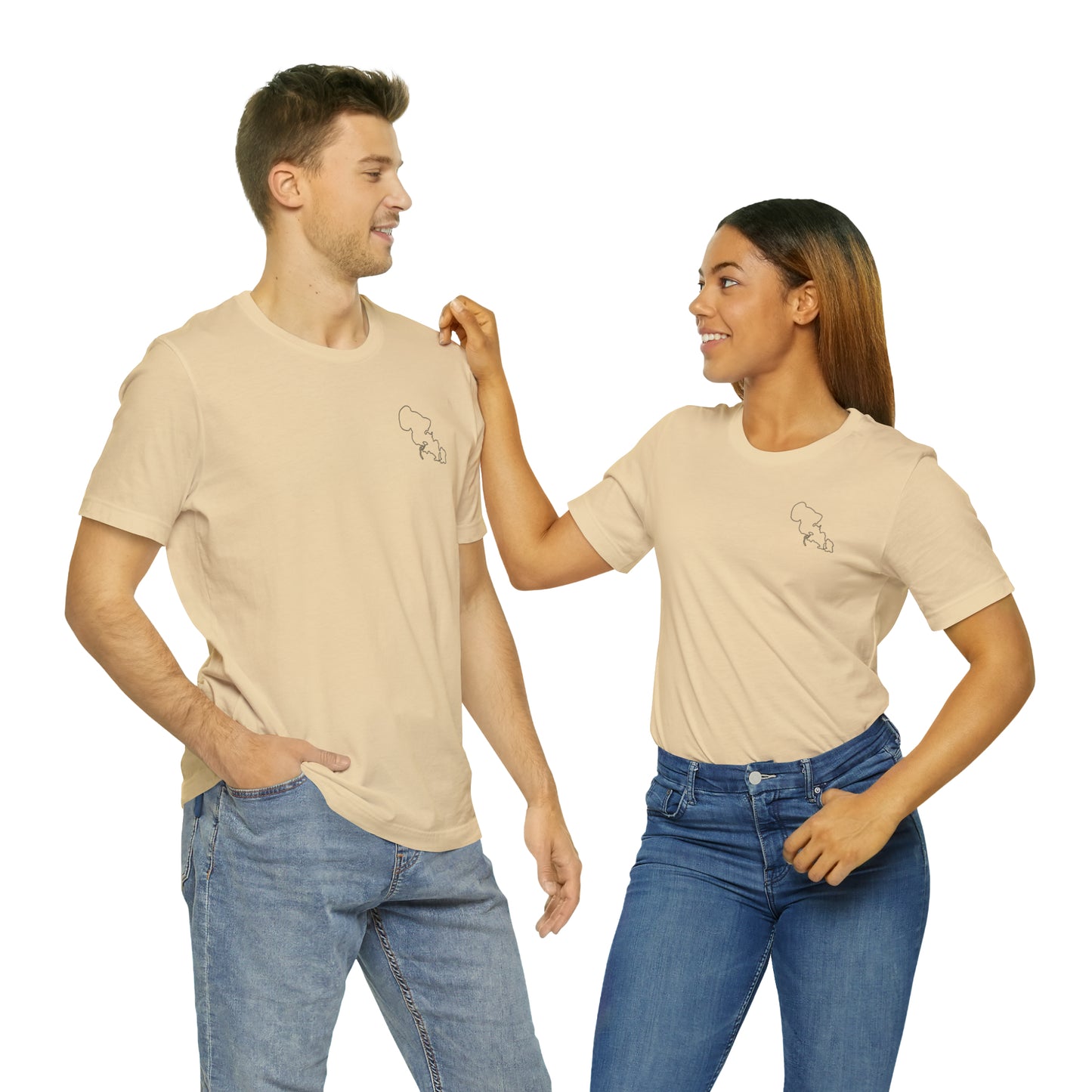Row Boat Dog Fishing Color - Lac LaBelle Unisex Lightweight Short Sleeve Tee