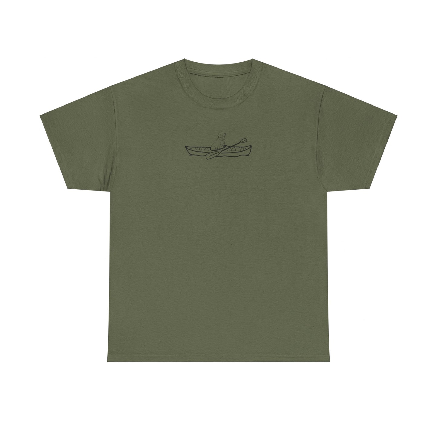 Unisex Heavy Cotton Tee (Kayak Dog Golden Retriever Design)