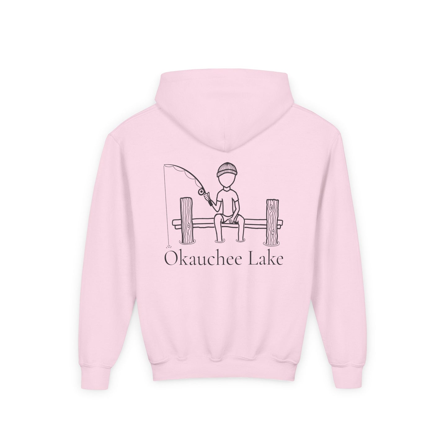 Fishing off Dock Okauchee Lake Youth Hoodie