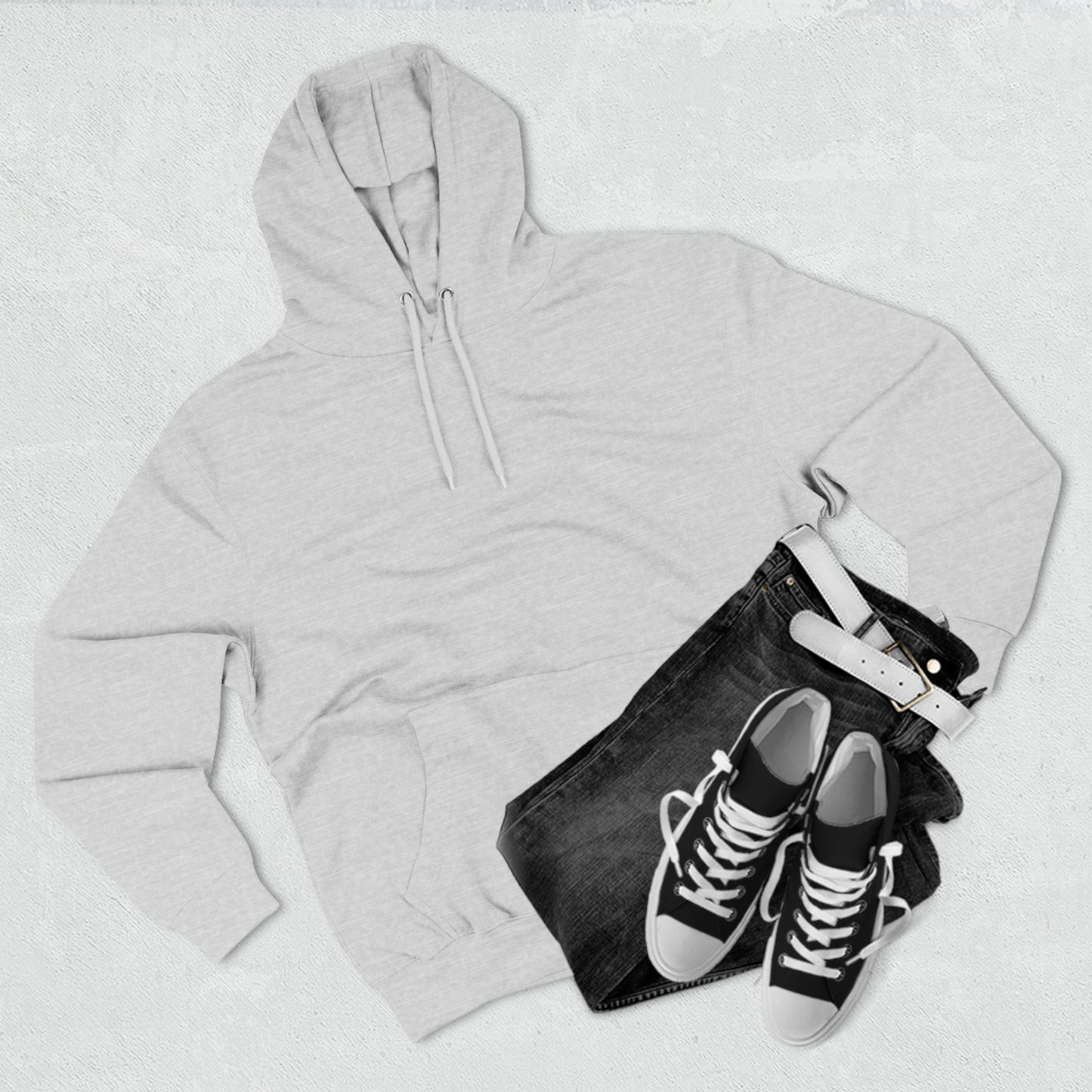Pike mockup EVEN BOLDER lane seven Three-Panel Fleece Hoodie (grey, light beige, white, pale pink)