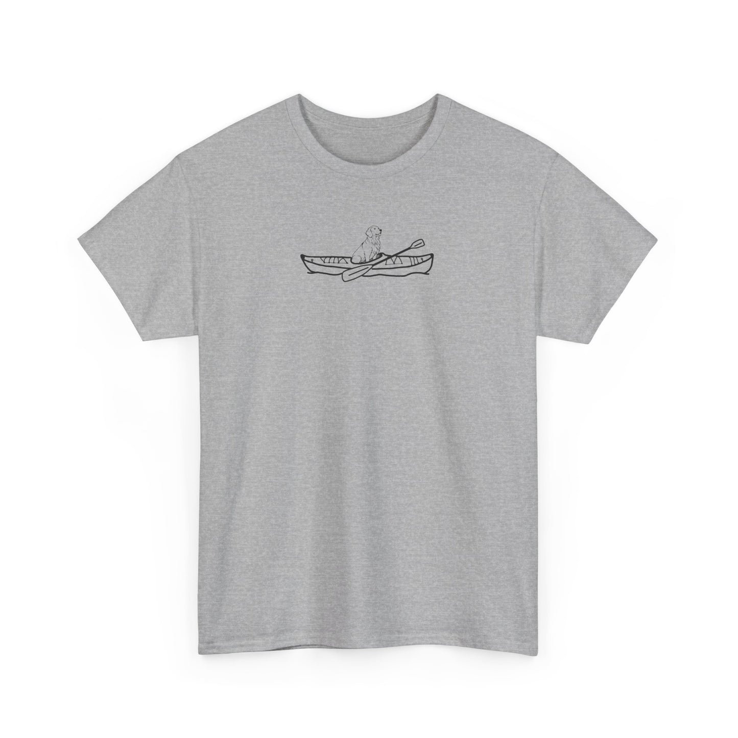 Unisex Heavy Cotton Tee (Kayak Dog Golden Retriever Design)