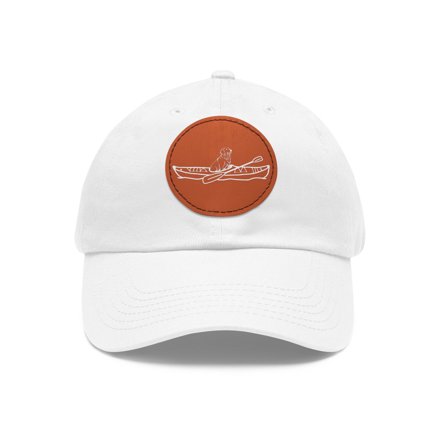 Kayak Dog Golden Retriever - Dad Hat with Leather Patch (Round)