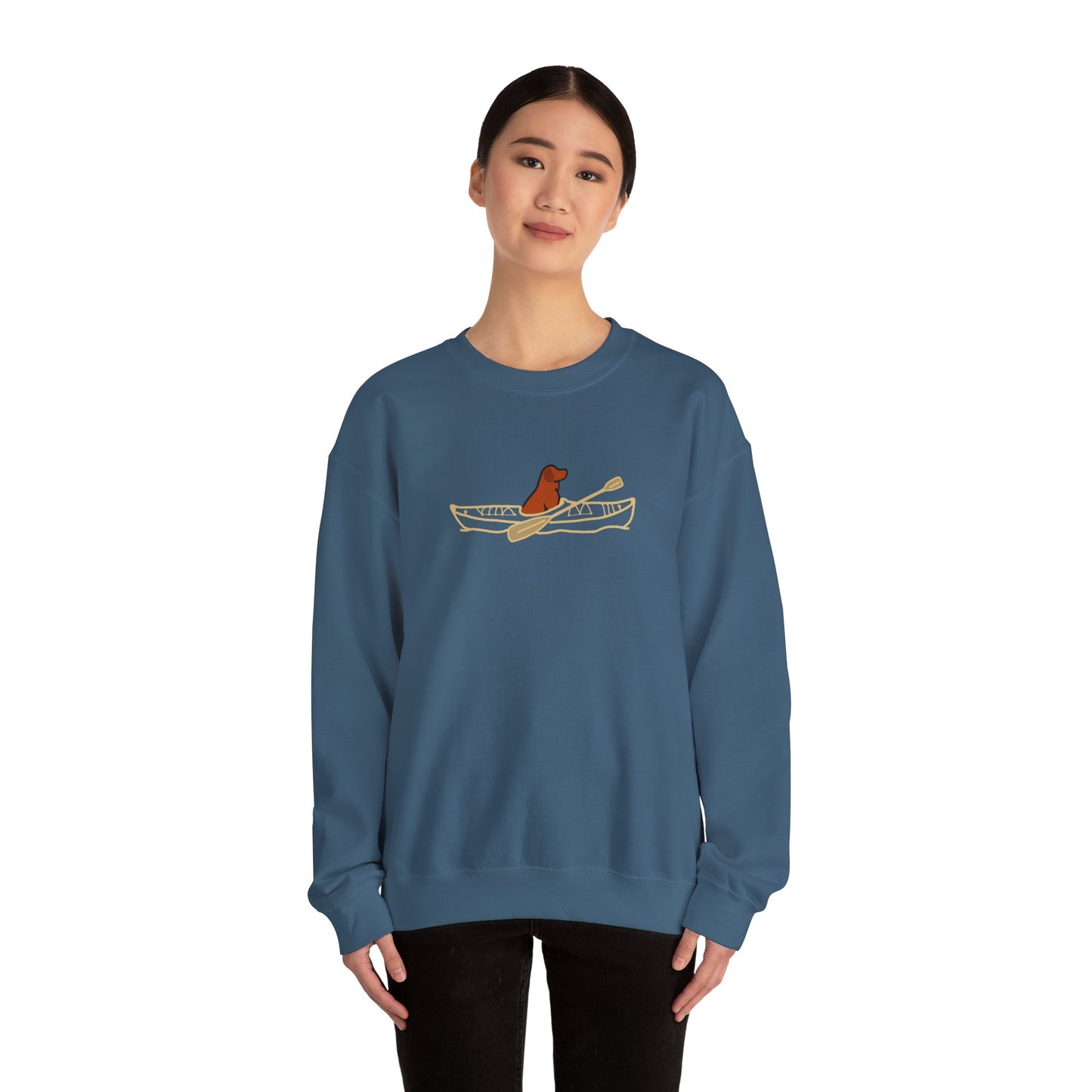 'Lucy the Lab' Kayak Dog Unisex Heavy Blend Crewneck Sweatshirt - Pewaukee Lake