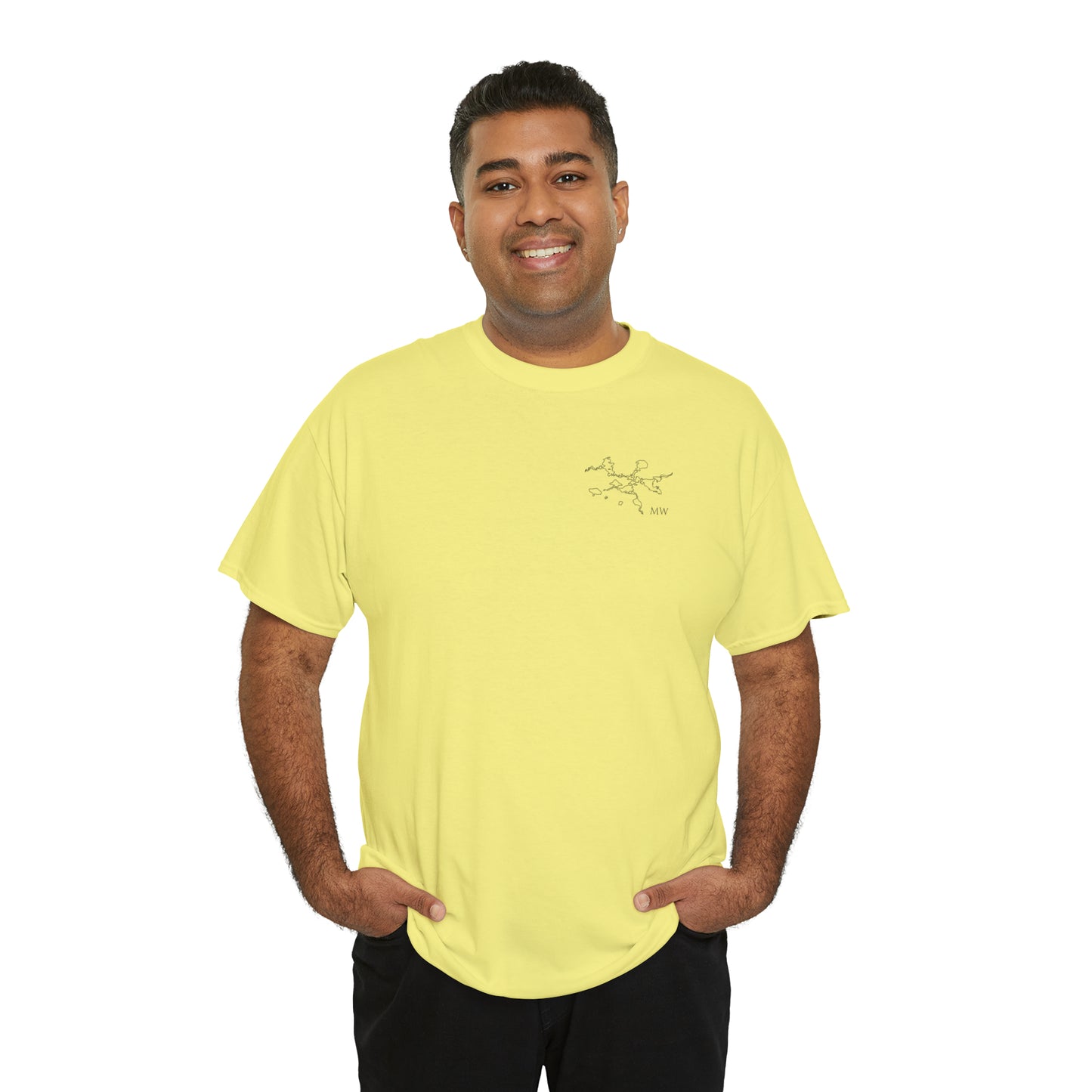 Manitowish Waters Fishing Off Dock - Unisex Heavyweight Short Sleeve Tee