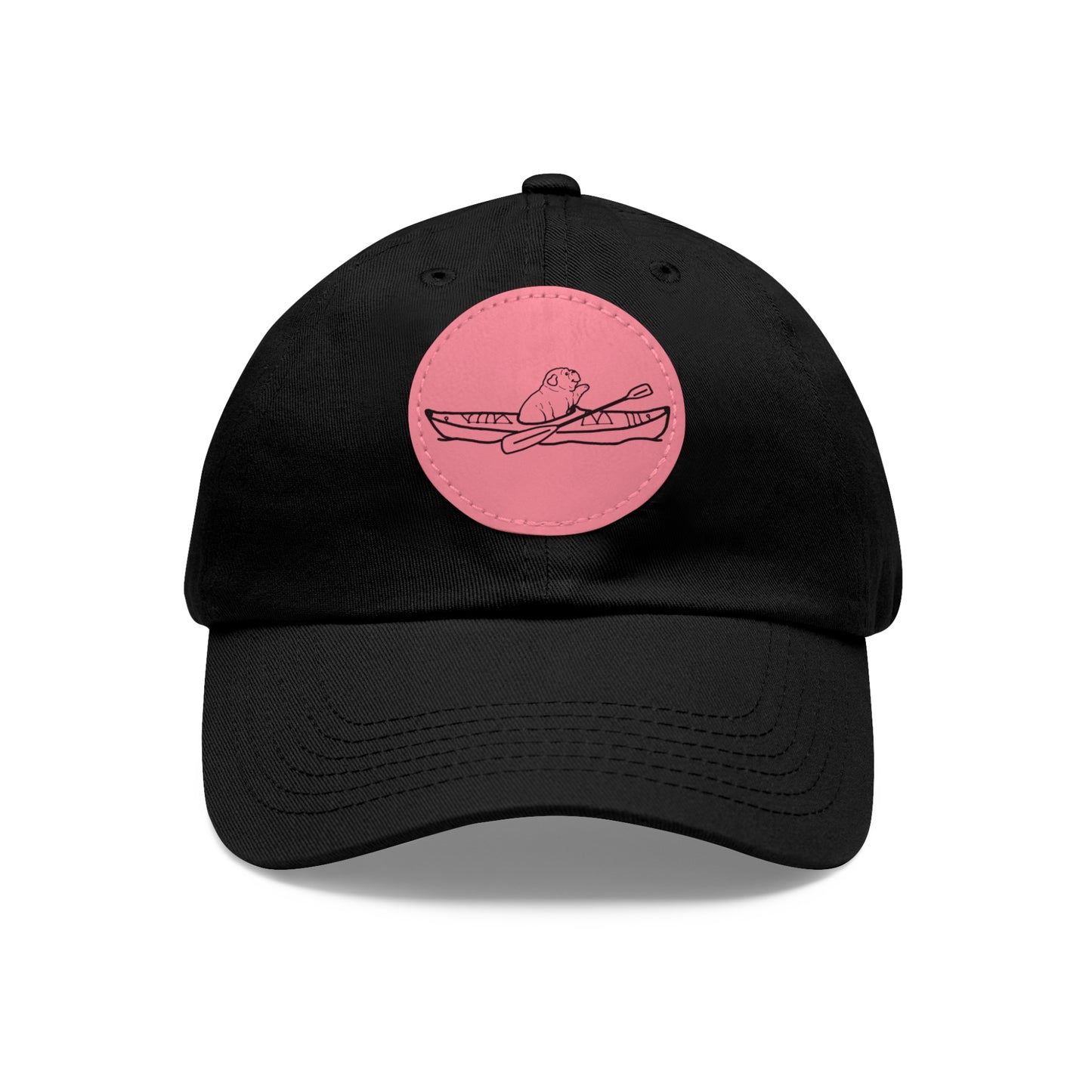 Hat with Leather Patch (Kayak Dog English Bulldog)