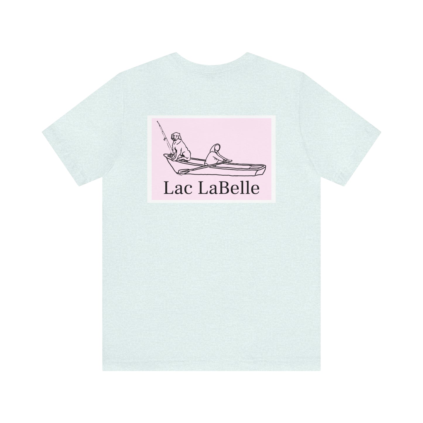 Row Boat Dog Fishing Color - Lac LaBelle Unisex Lightweight Short Sleeve Tee