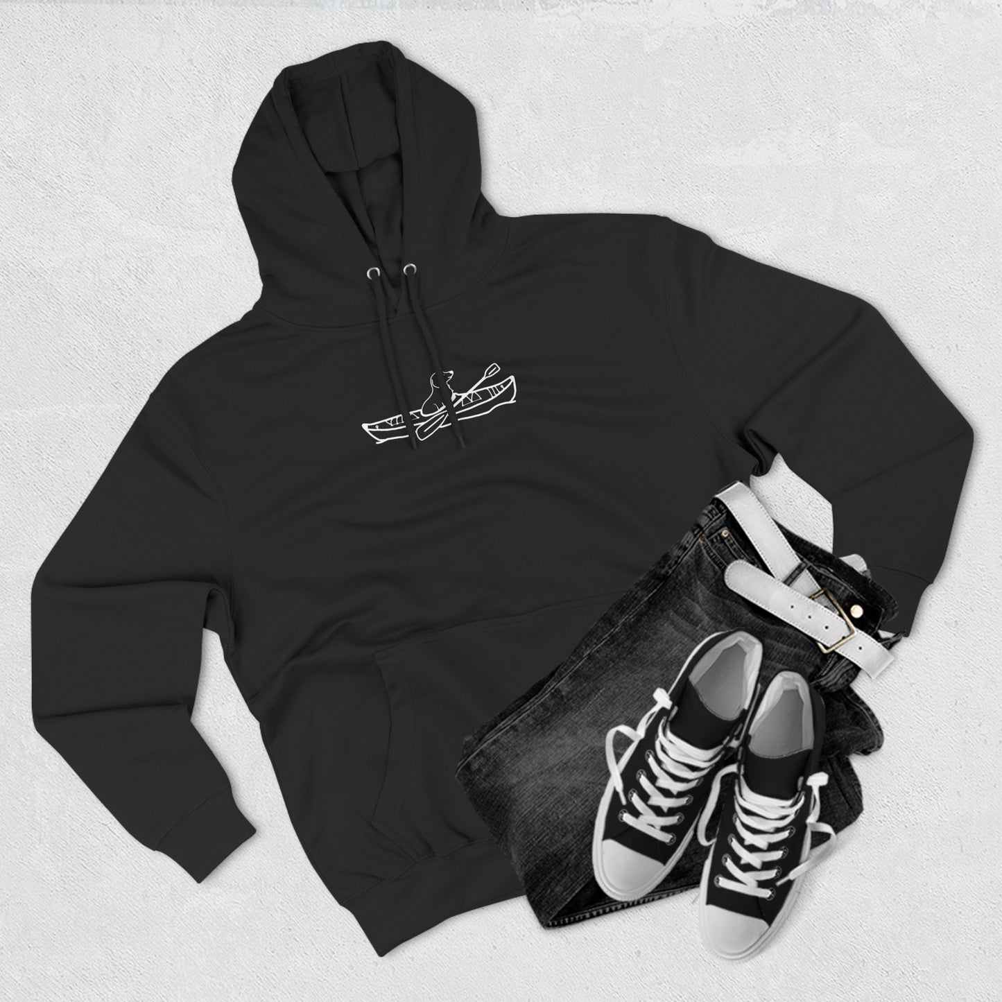 Kayak Dog - Dachshund Plain, Three-Panel Fleece Hoodie Unisex (LS)