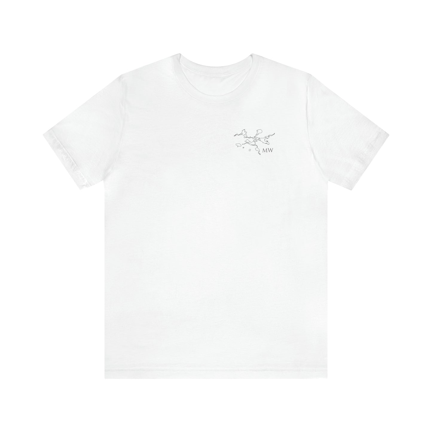Paddle Board Female Back - Manitowish Waters Unisex Lightweight Short Sleeve Tee