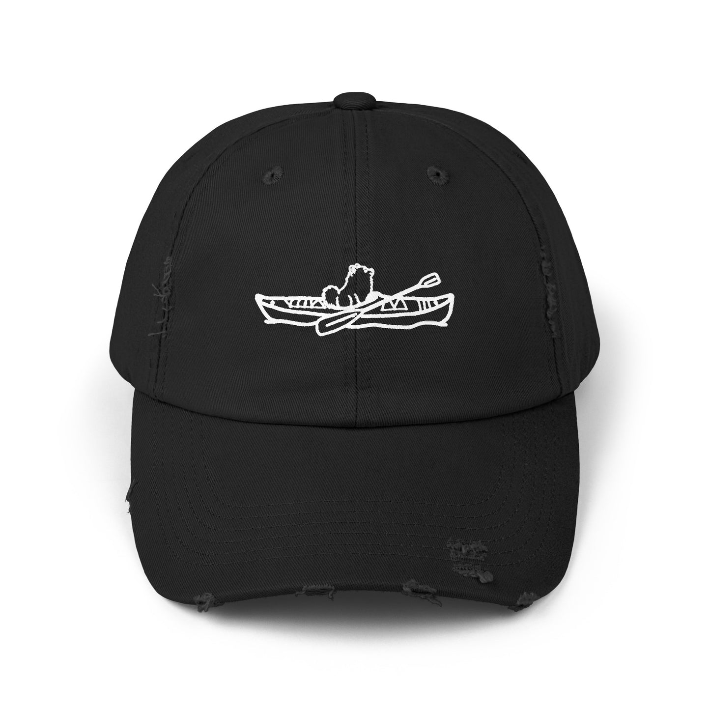 Kayak Dog Pomeranian Unisex Distressed Cap