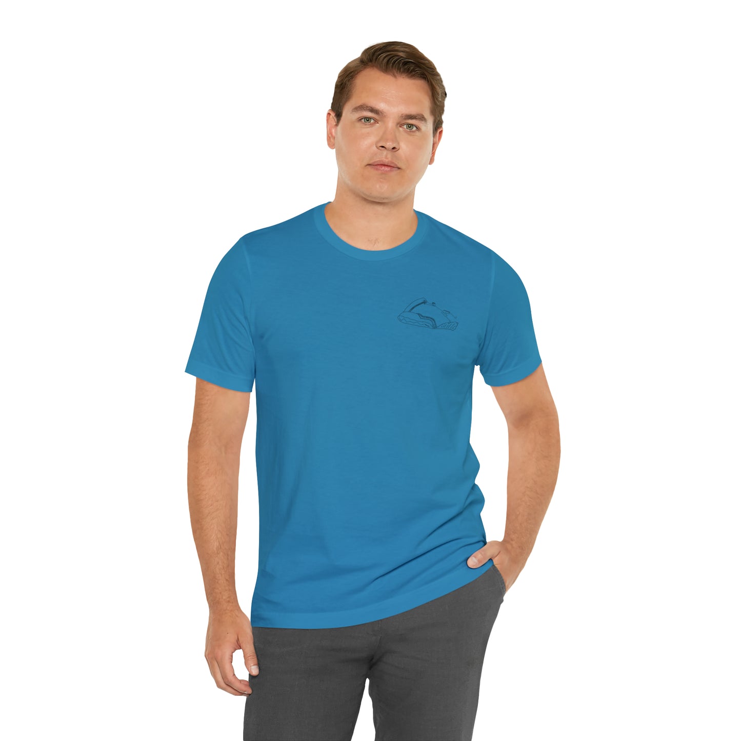 Okauchee Lake, Standup Jetski Fall - Unisex Lightweight Short Sleeve Tee