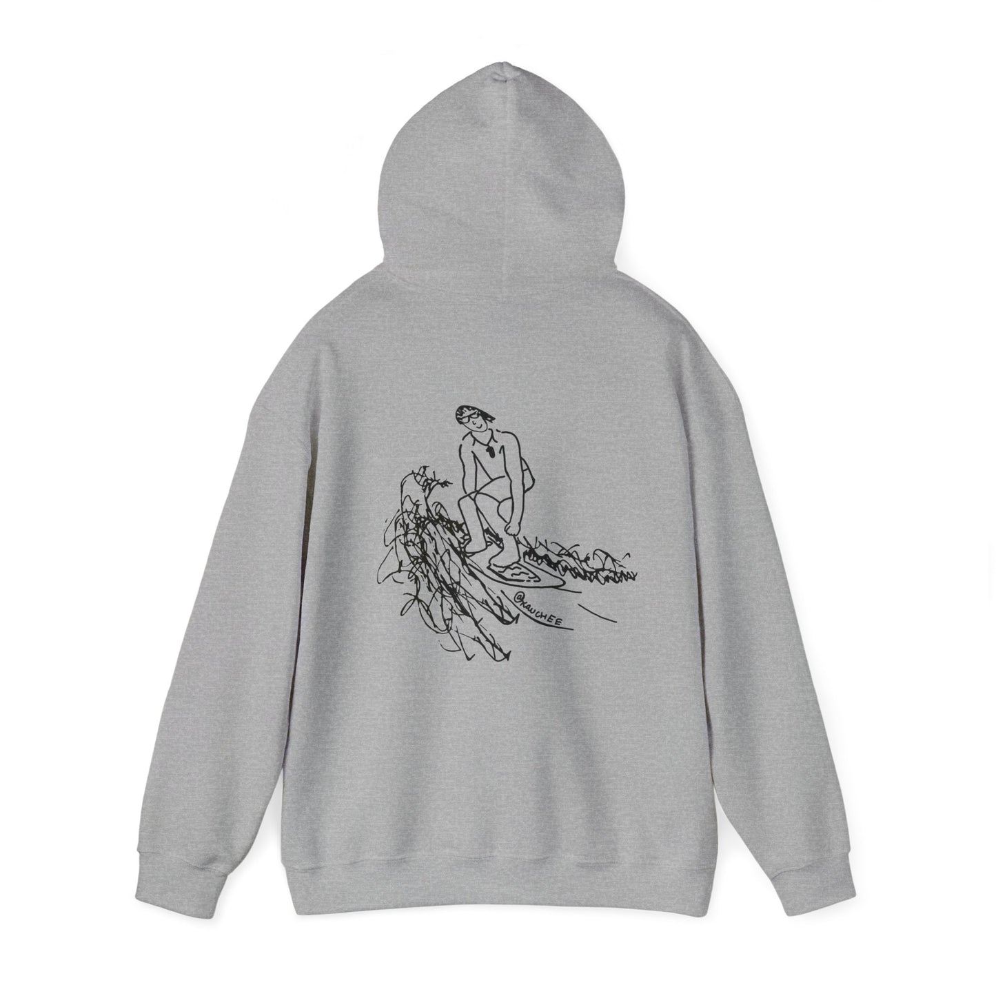 Surfing Sketch (Okauchee Lake) Unisex Heavy Blend Hooded Sweatshirt