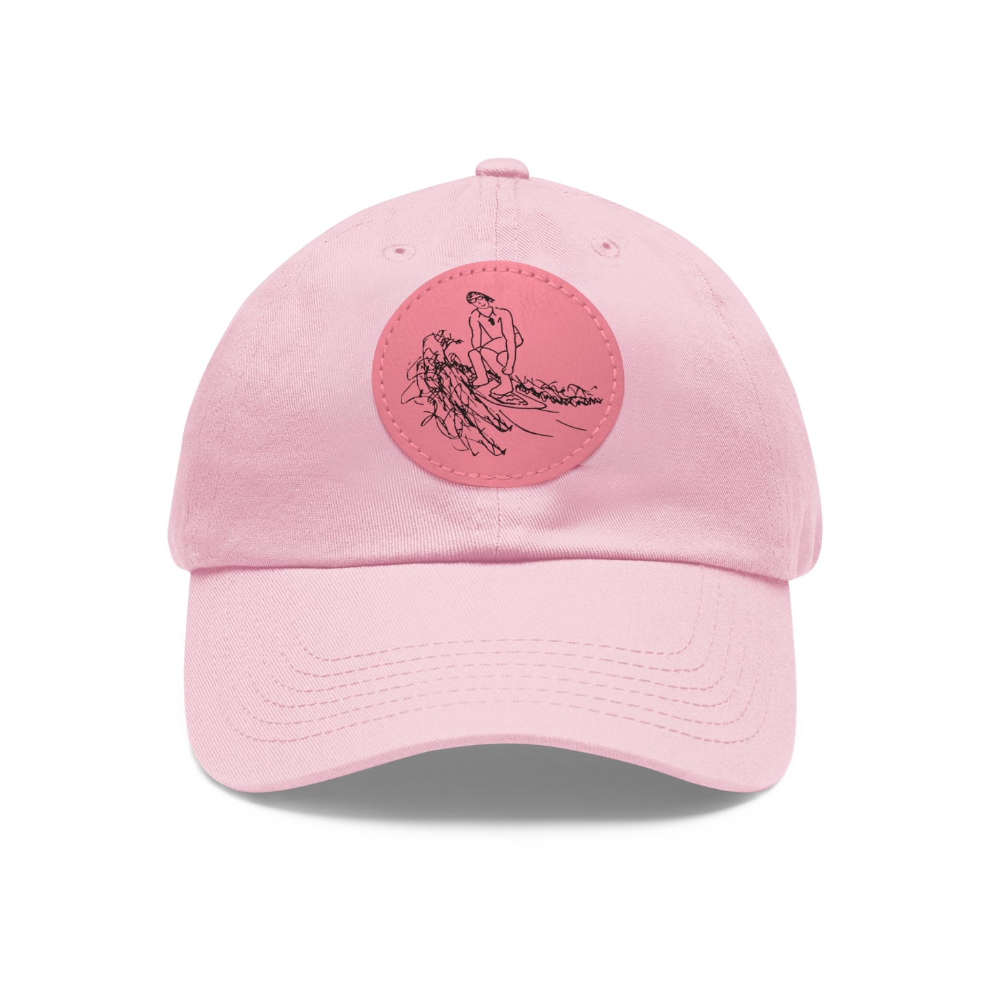 Embroidered Hat With Leather Patch - Surf Sketch
