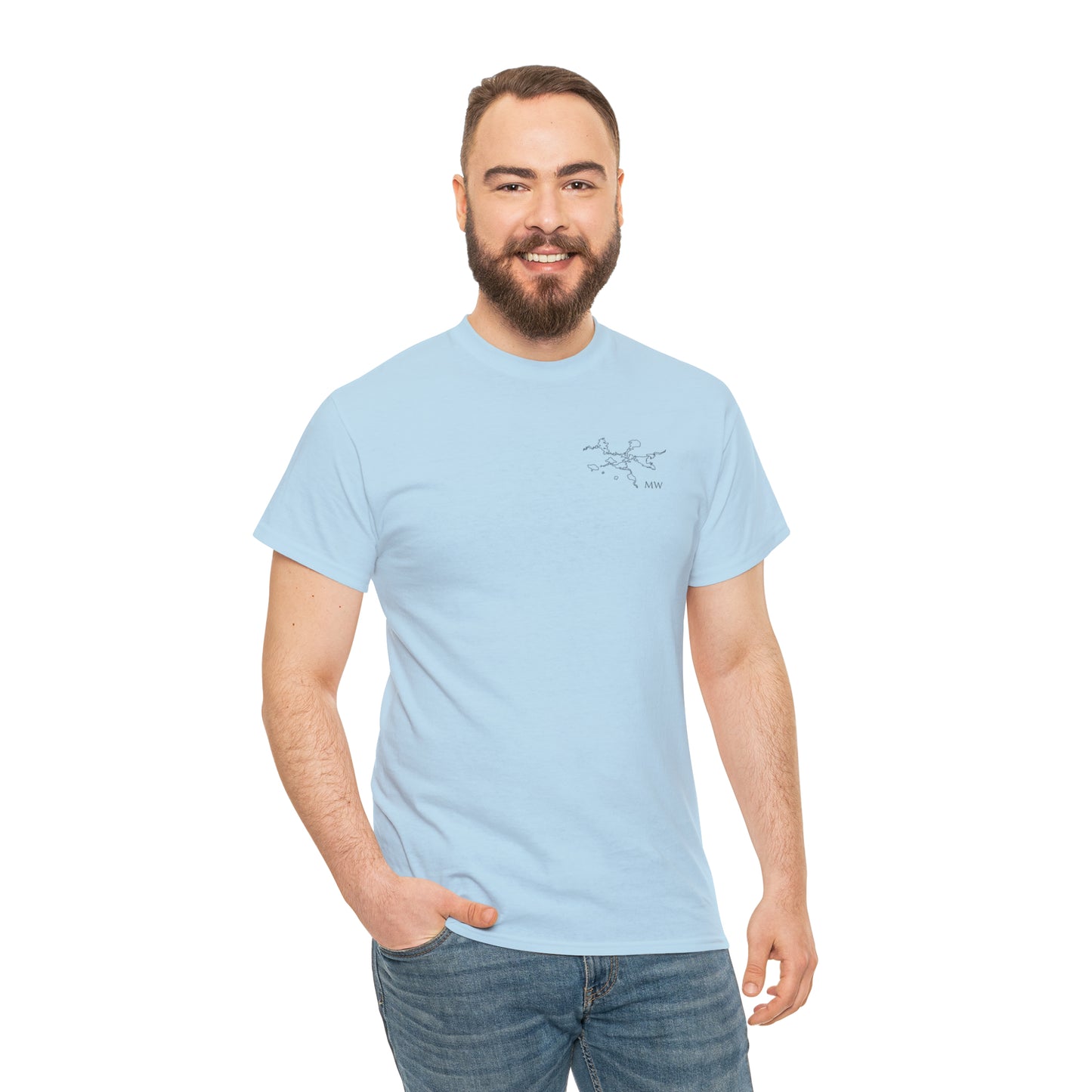 Manitowish Waters Fishing Off Dock - Unisex Heavyweight Short Sleeve Tee