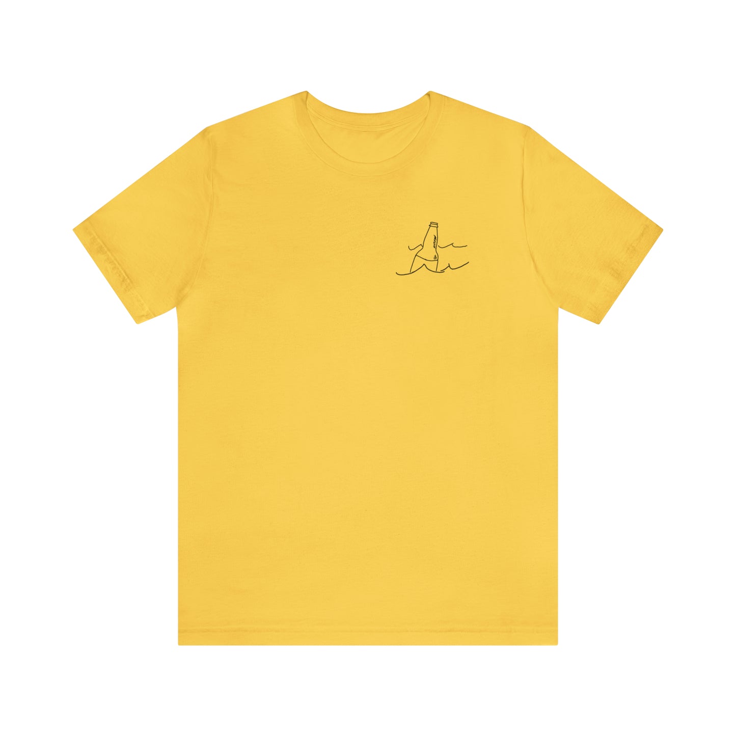 Lac LaBelle, Bottle Front & Surfing Sketch -Unisex Lightweight Short Sleeve Tee