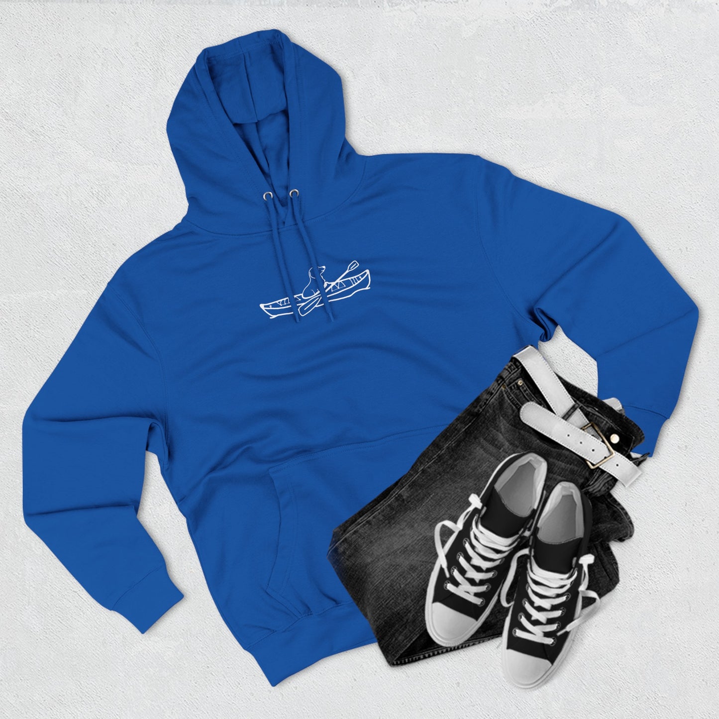 Kayak Dog - Dachshund Plain, Three-Panel Fleece Hoodie Unisex (LS)